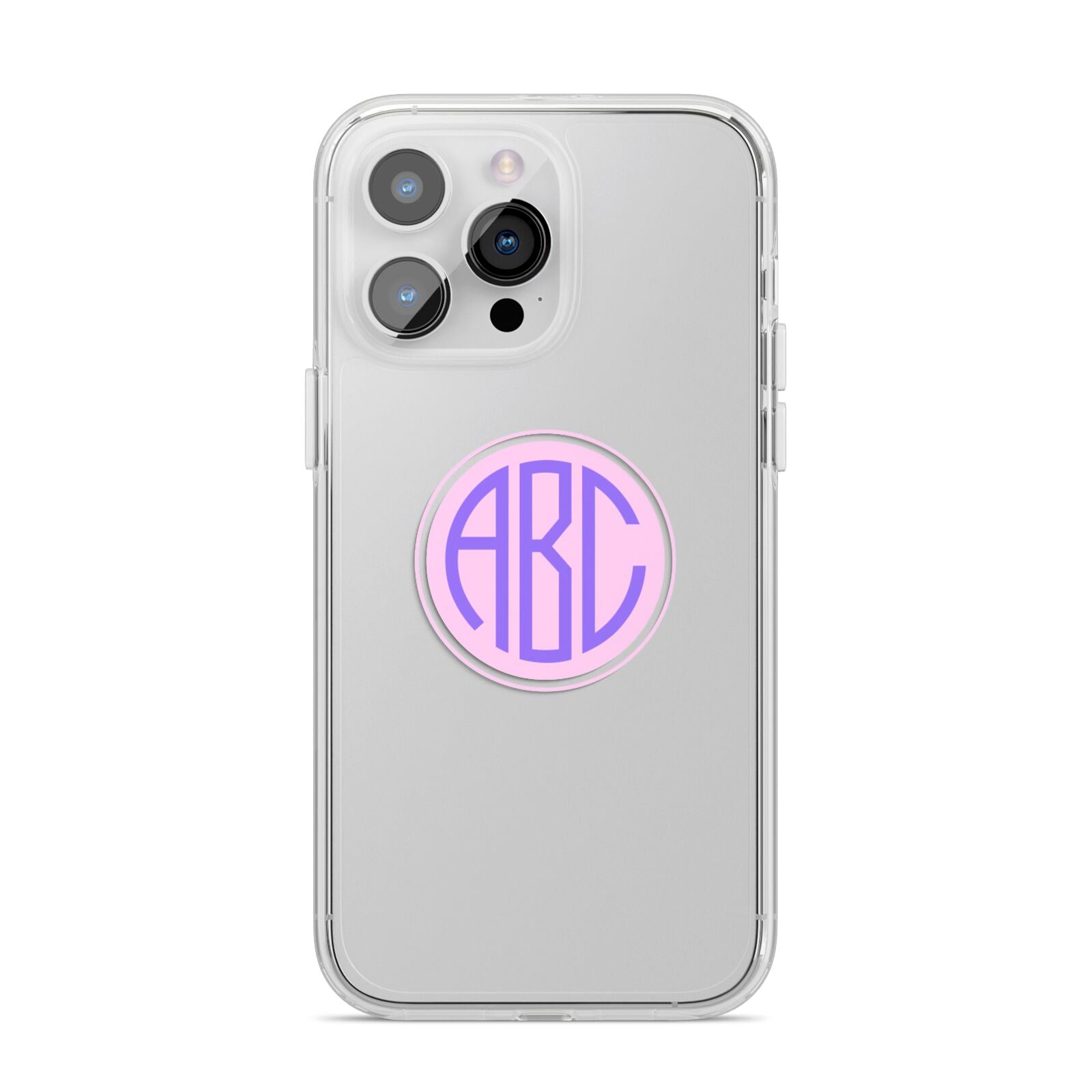 Personalised Monogram Initials Custom Clear iPhone 14 Pro Max Clear Tough Case Silver