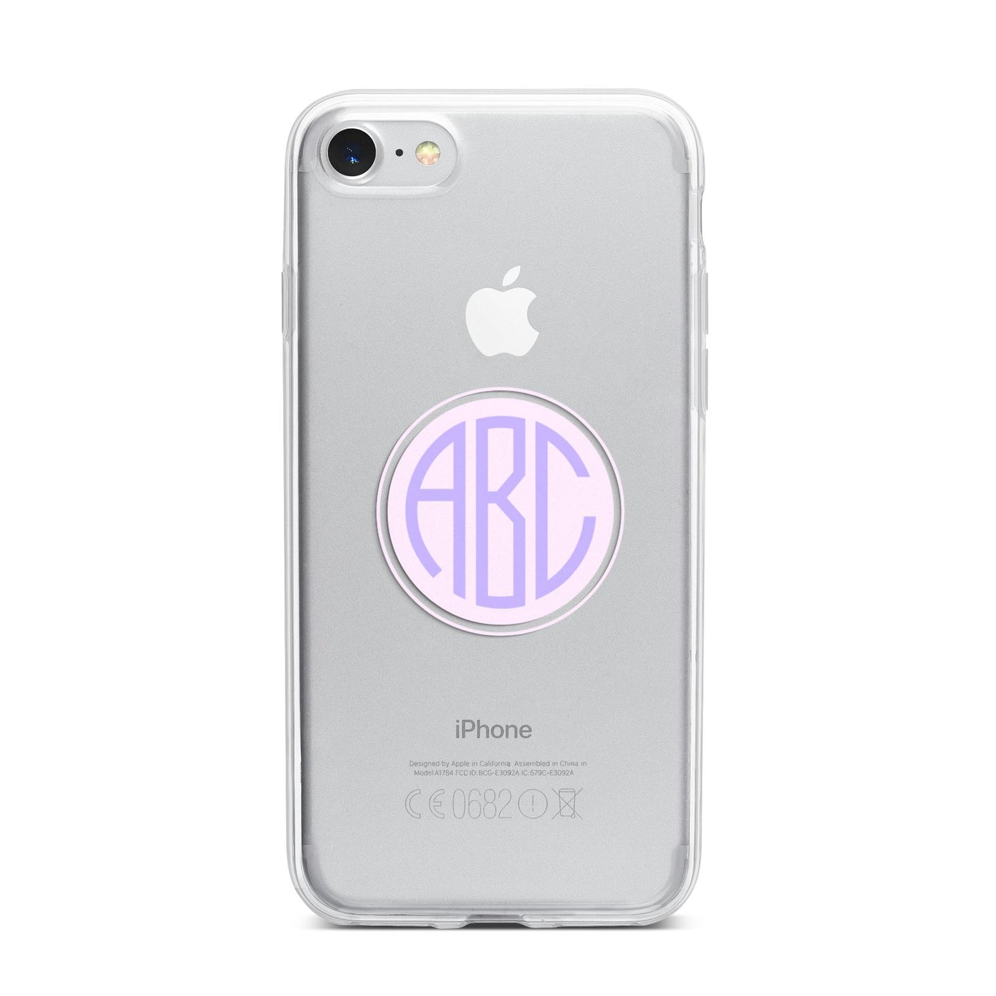 Personalised Monogram Initials Custom Clear iPhone 7 Bumper Case on Silver iPhone