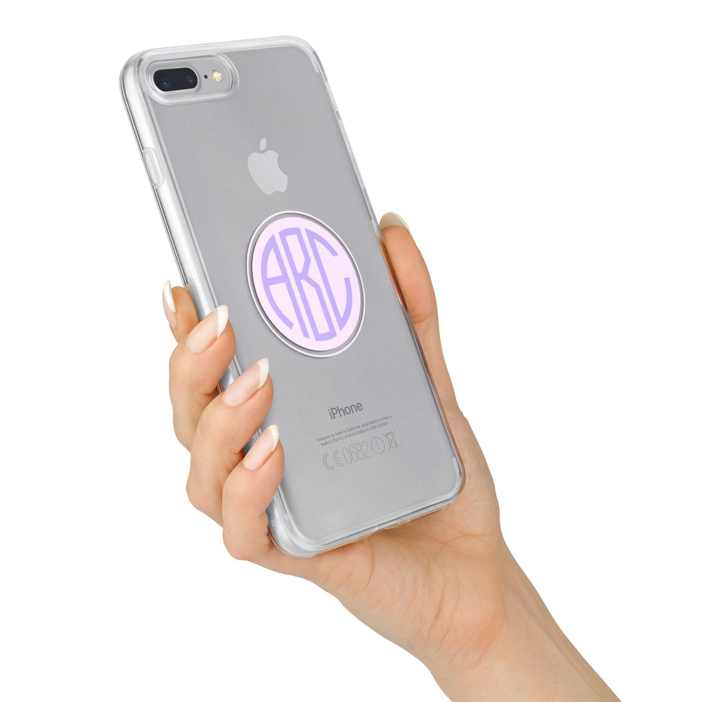 Personalised Monogram Initials Custom Clear iPhone 7 Plus Bumper Case on Silver iPhone Alternative Image