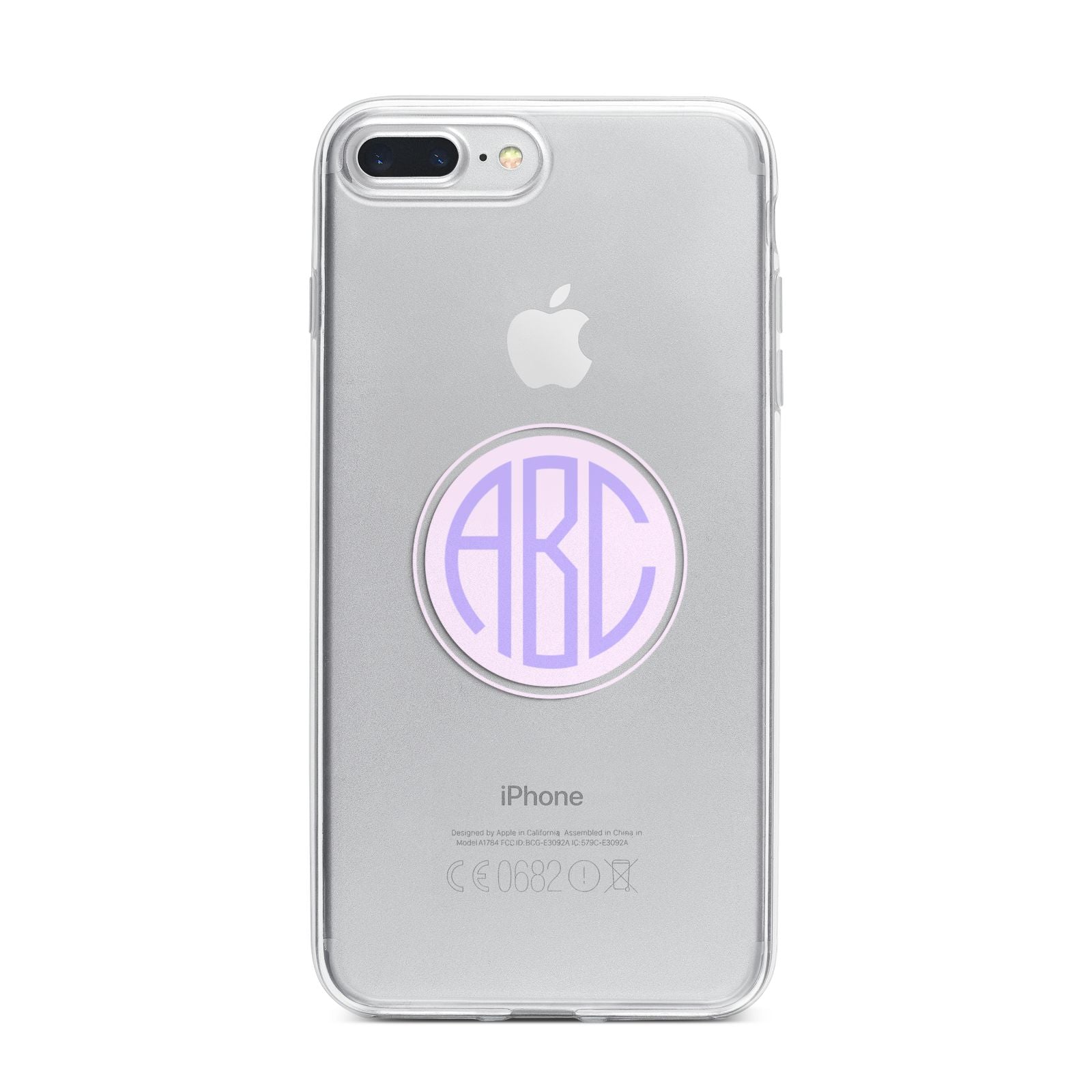 Personalised Monogram Initials Custom Clear iPhone 7 Plus Bumper Case on Silver iPhone