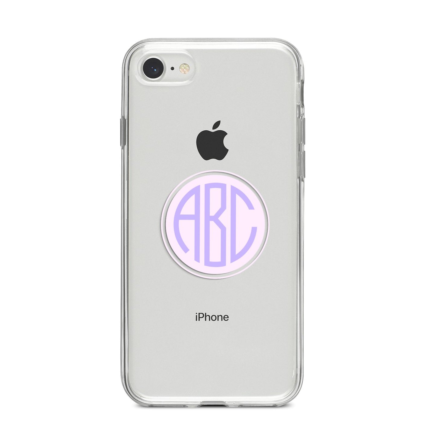 Personalised Monogram Initials Custom Clear iPhone 8 Bumper Case on Silver iPhone