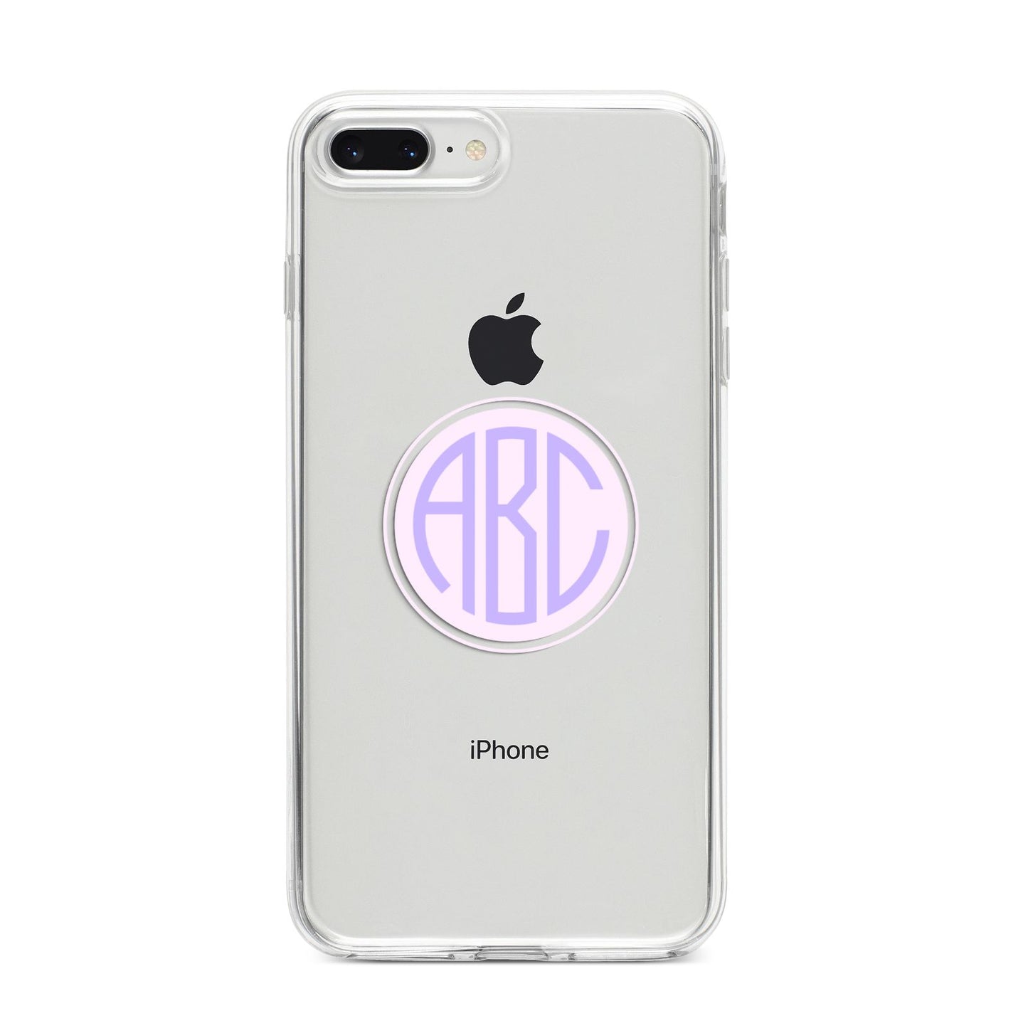 Personalised Monogram Initials Custom Clear iPhone 8 Plus Bumper Case on Silver iPhone