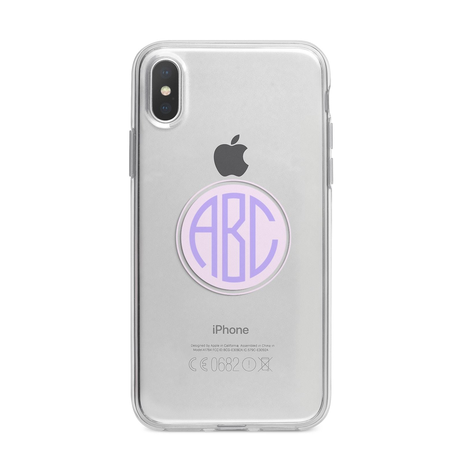 Personalised Monogram Initials Custom Clear iPhone X Bumper Case on Silver iPhone Alternative Image 1