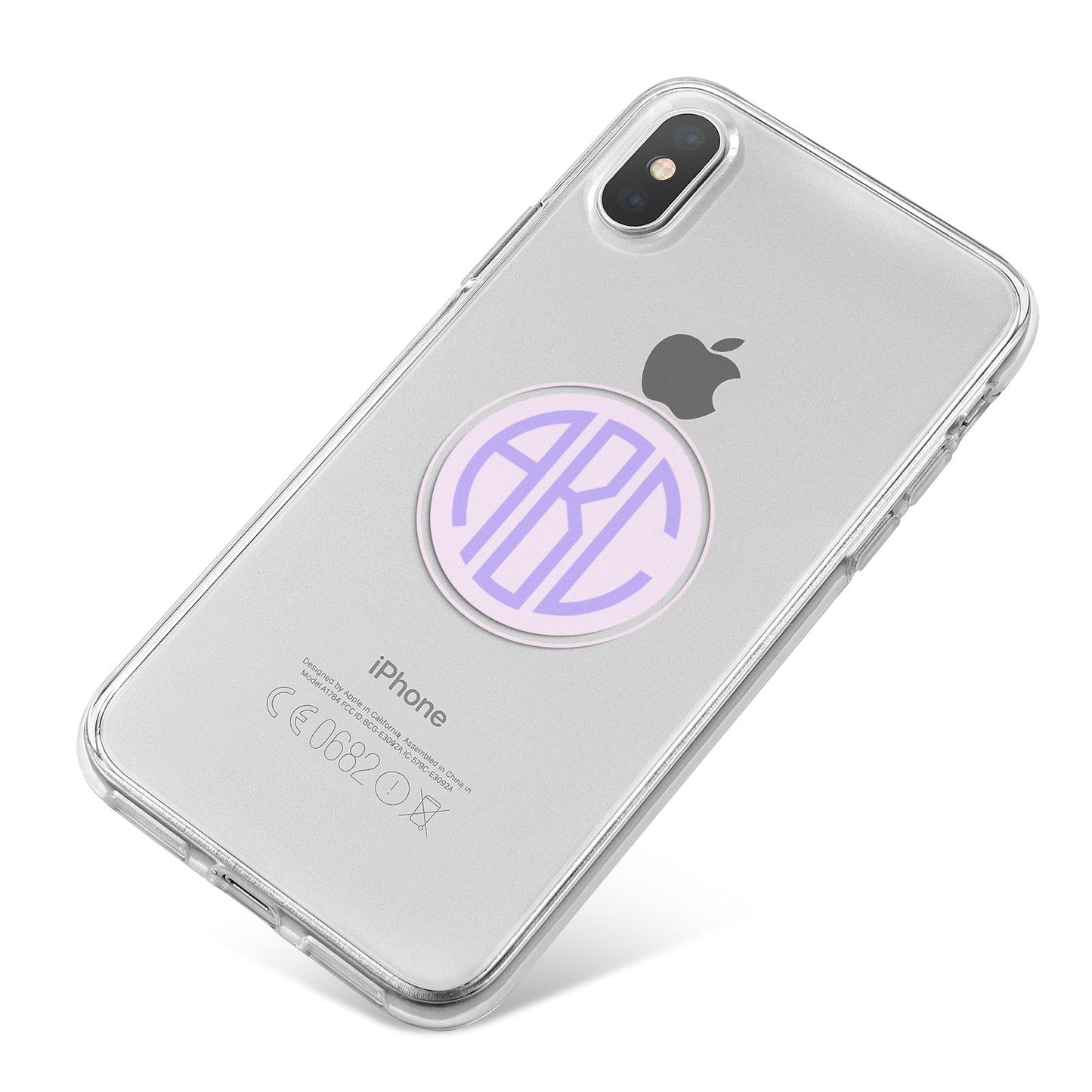 Personalised Monogram Initials Custom Clear iPhone X Bumper Case on Silver iPhone