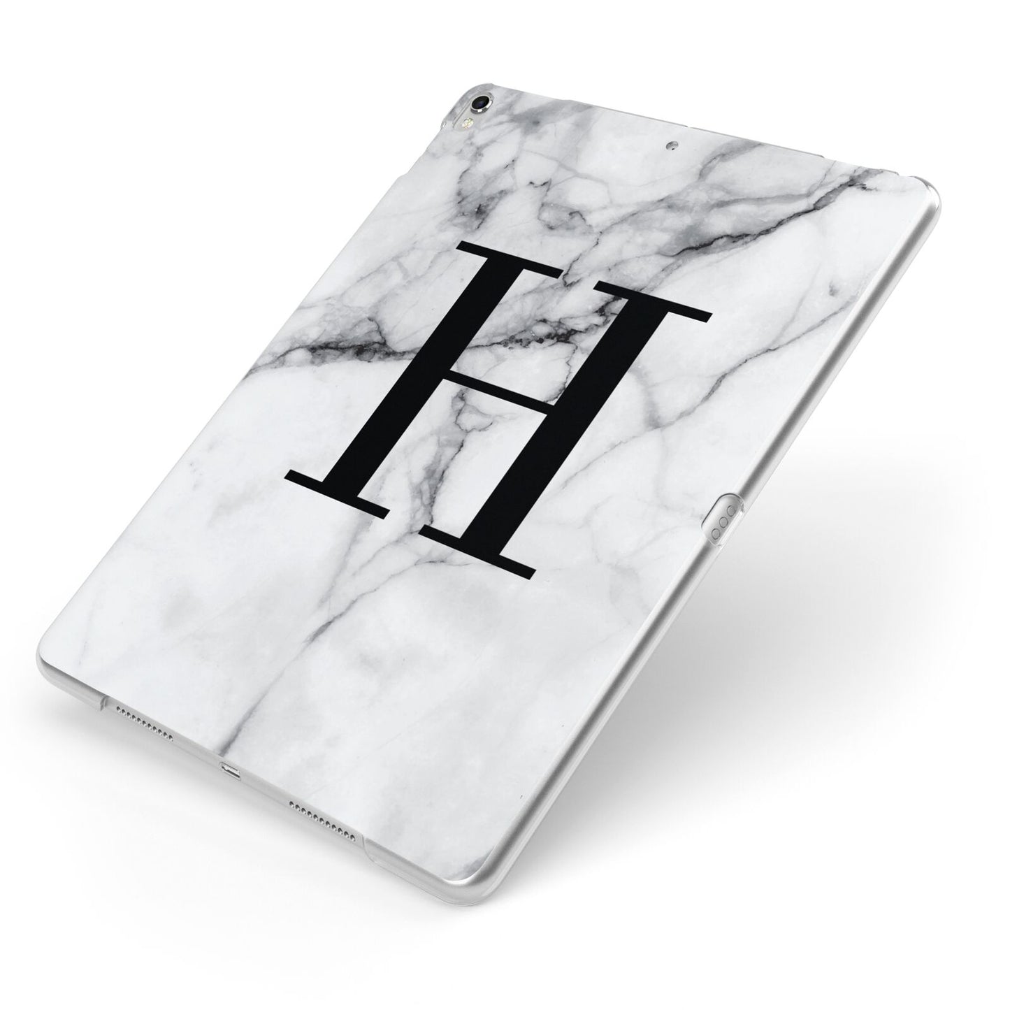 Personalised Monogram Marble Initial Apple iPad Case on Silver iPad Side View