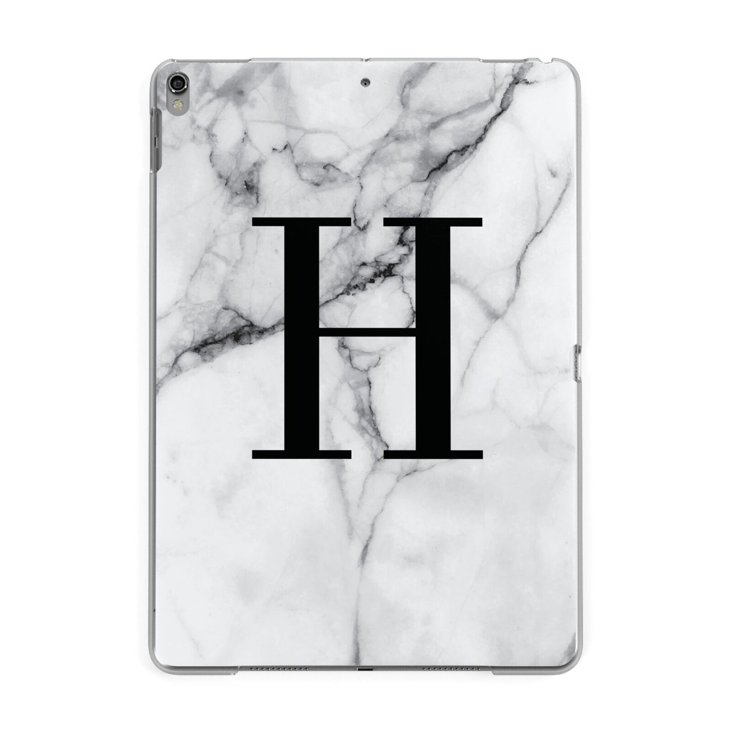 Personalised Monogram Marble Initial Apple iPad Grey Case