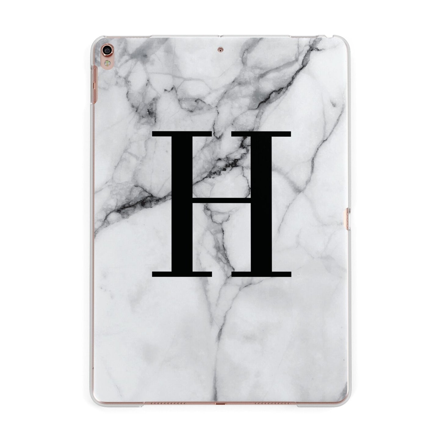 Personalised Monogram Marble Initial Apple iPad Rose Gold Case