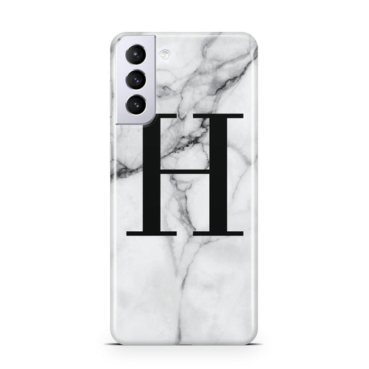 Personalised Monogram Marble Initial Samsung S21 Plus Phone Case