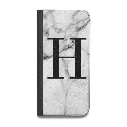 Personalised Monogram Marble Initial Vegan Leather Flip iPhone Case