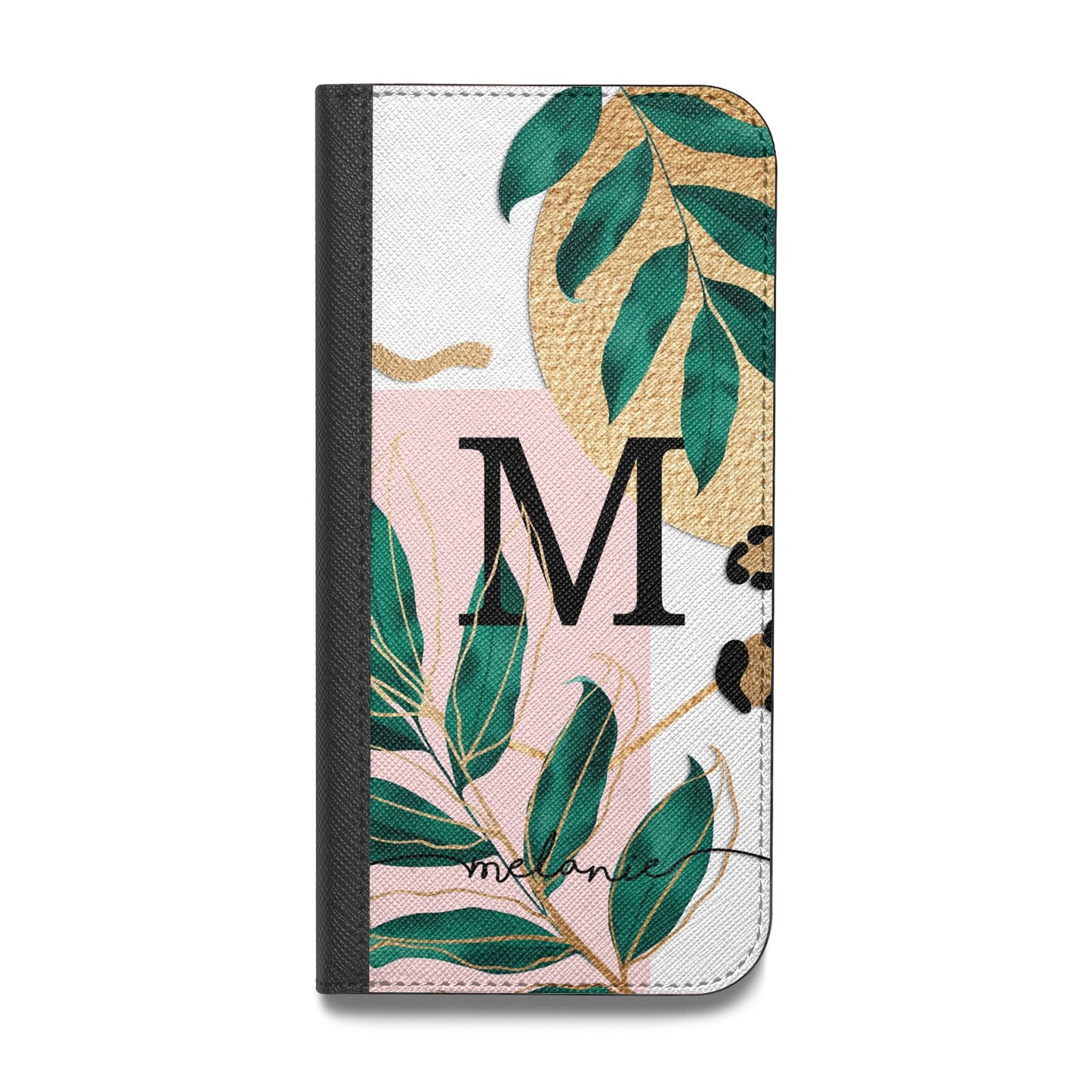 Personalised Monogram Tropical Vegan Leather Flip iPhone Case