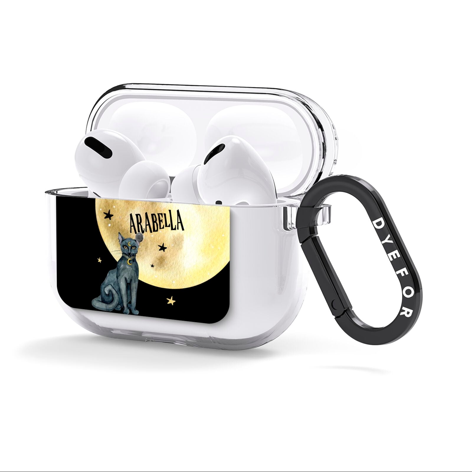 Personalised Moon Cat Halloween AirPods Clear Case 3rd Gen Side Image