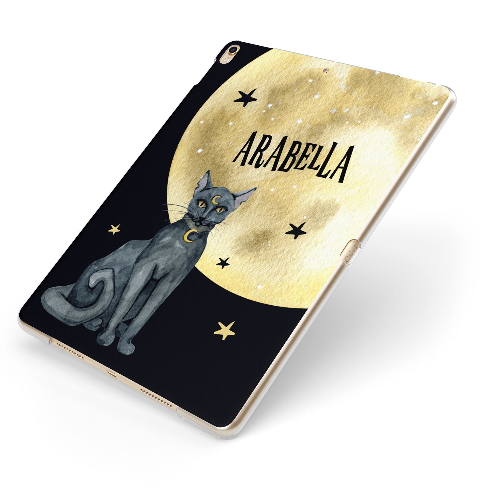 Personalised Moon Cat Halloween Apple iPad Case on Gold iPad Side View