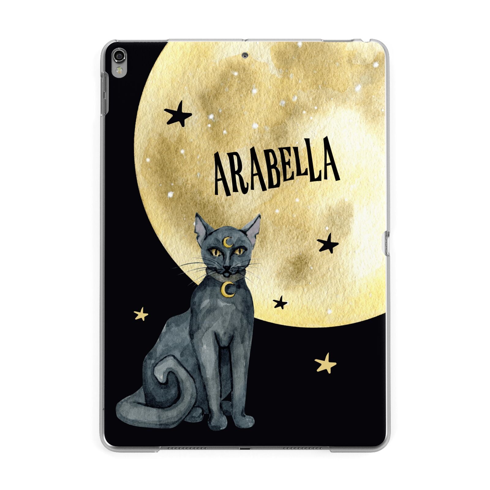 Personalised Moon Cat Halloween Apple iPad Grey Case