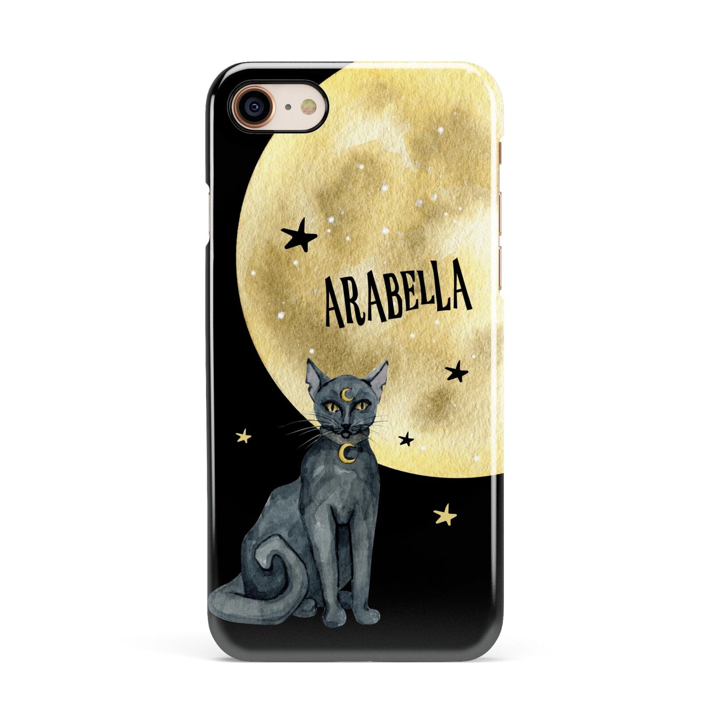 Personalised Moon Cat Halloween Apple iPhone 7 8 3D Snap Case