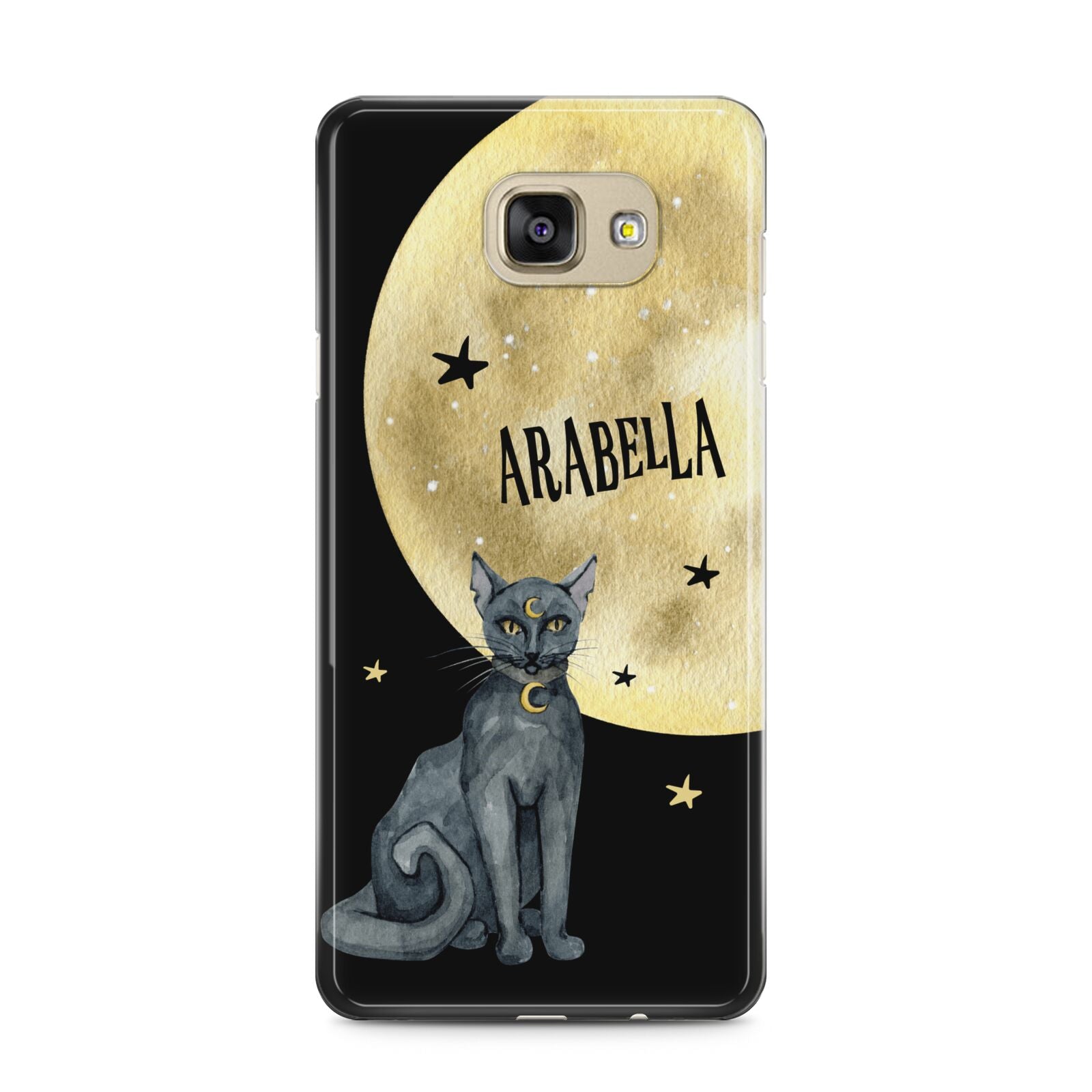 Personalised Moon Cat Halloween Samsung Galaxy A5 2016 Case on gold phone