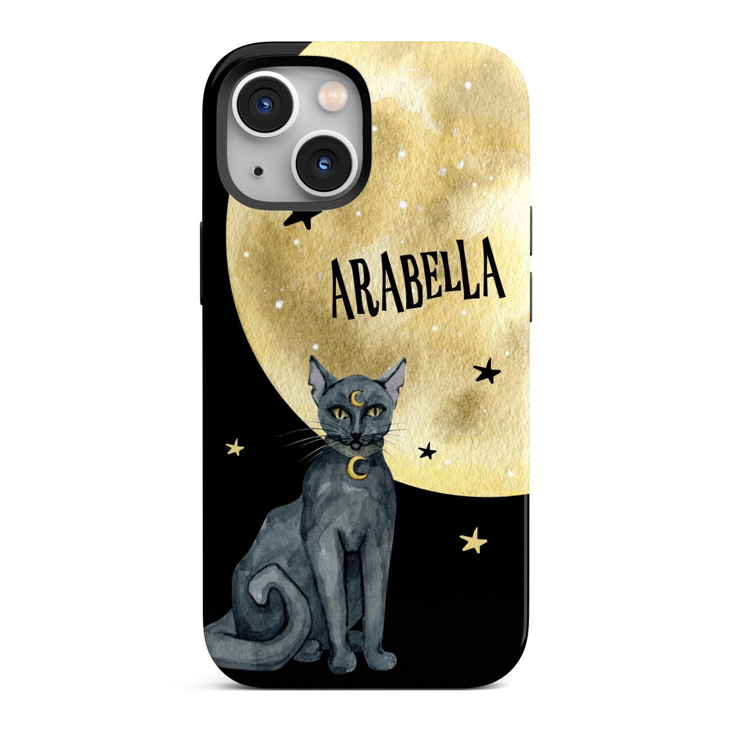 Personalised Moon Cat Halloween iPhone 13 Mini Full Wrap 3D Tough Case