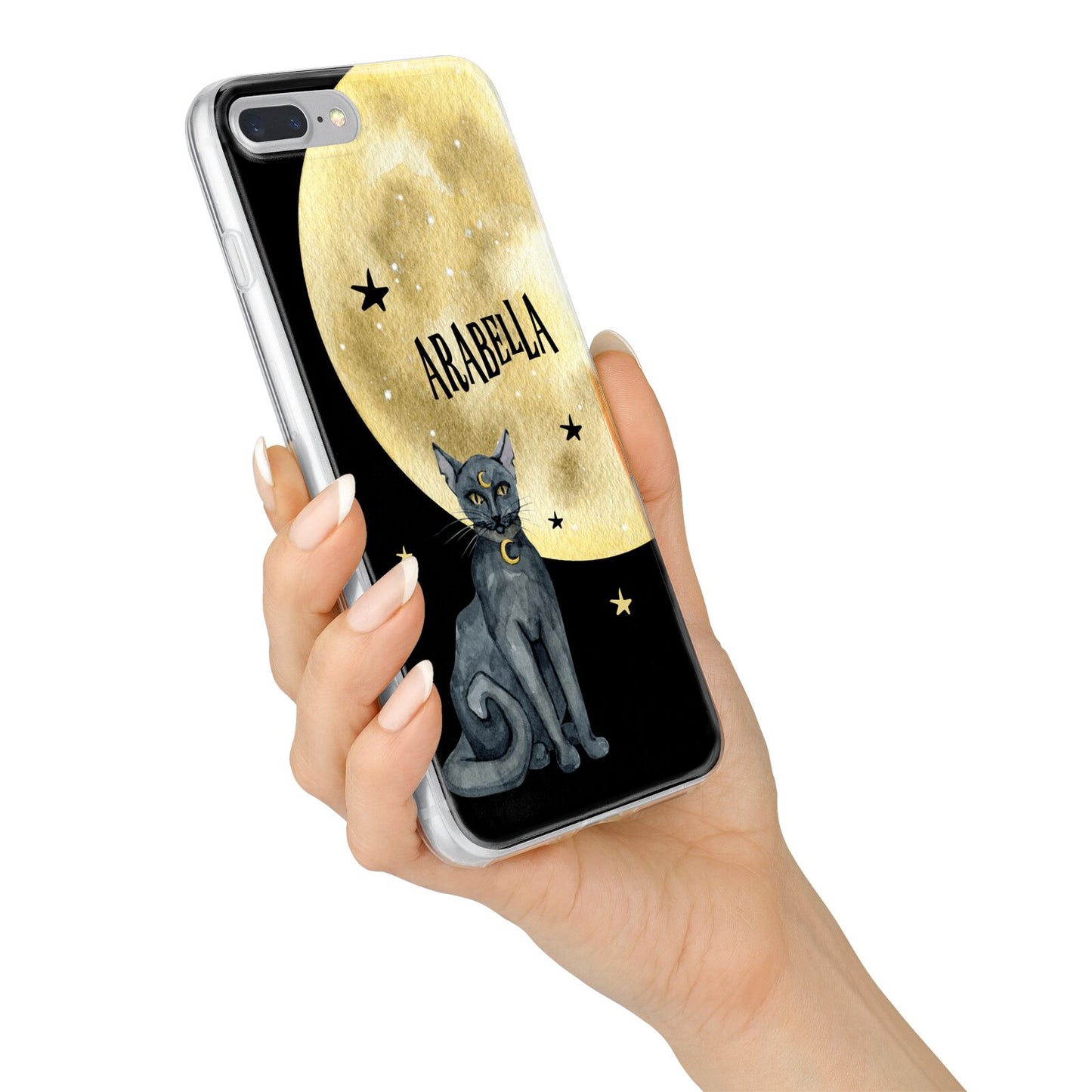 Personalised Moon Cat Halloween iPhone 7 Plus Bumper Case on Silver iPhone Alternative Image