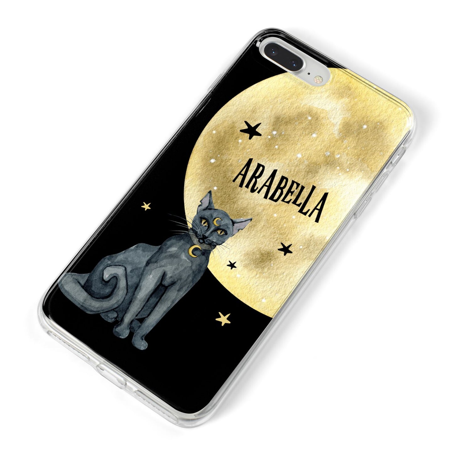 Personalised Moon Cat Halloween iPhone 8 Plus Bumper Case on Silver iPhone Alternative Image