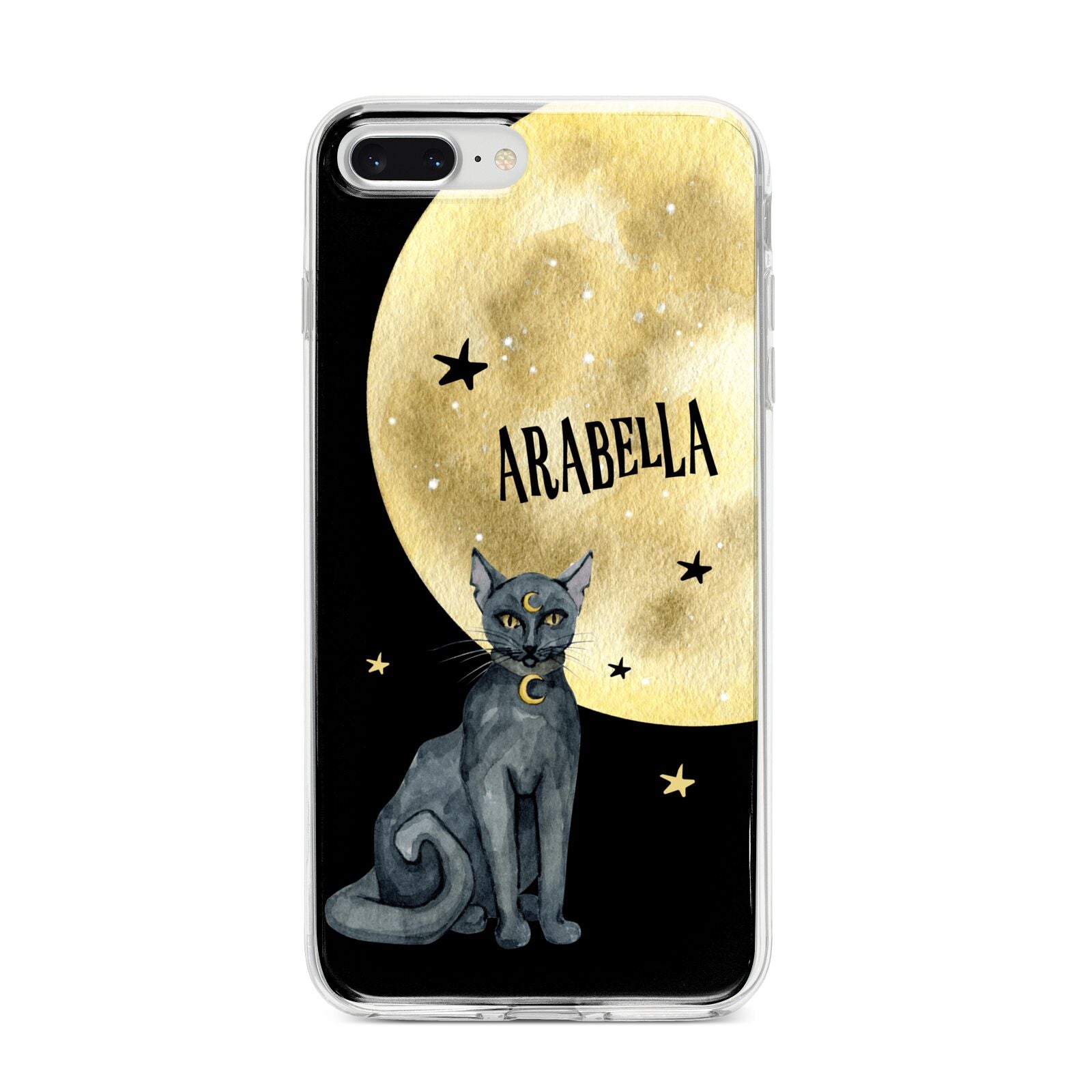 Personalised Moon Cat Halloween iPhone 8 Plus Bumper Case on Silver iPhone