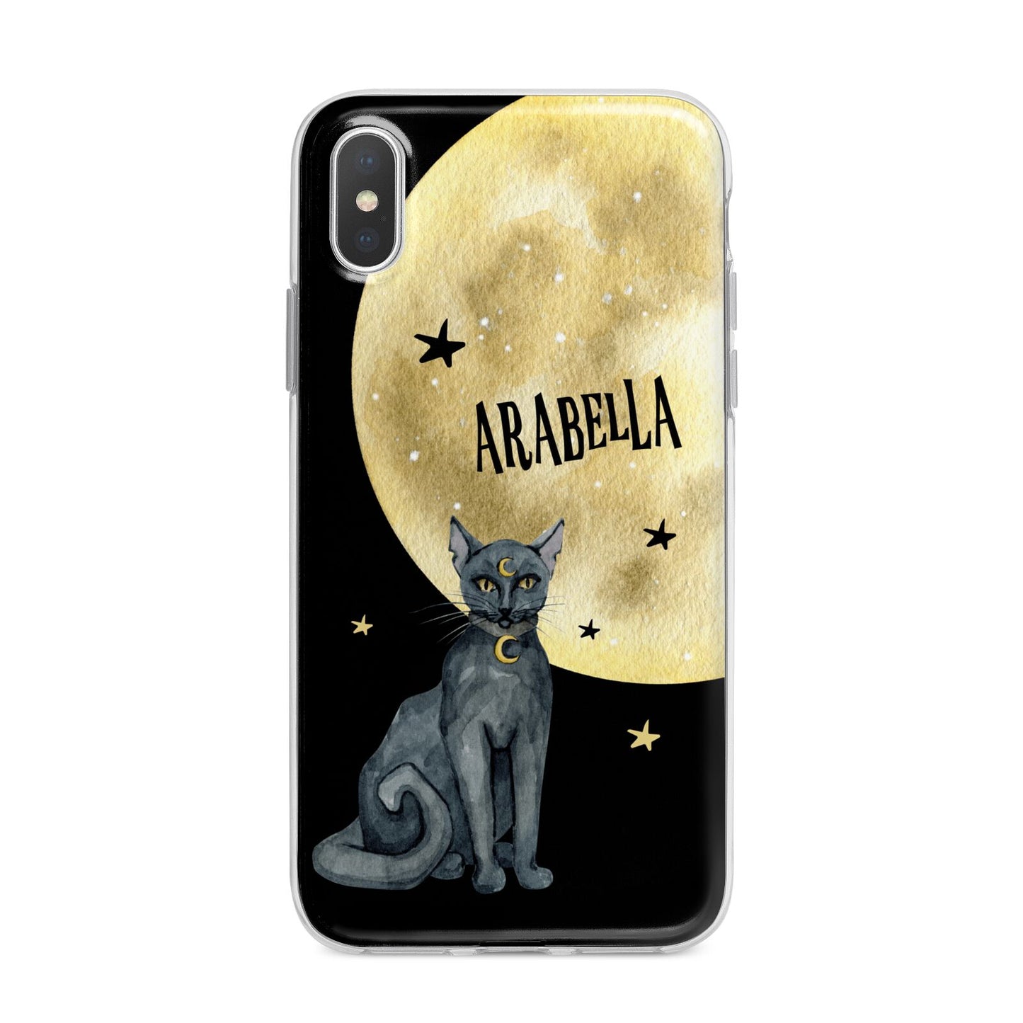 Personalised Moon Cat Halloween iPhone X Bumper Case on Silver iPhone Alternative Image 1