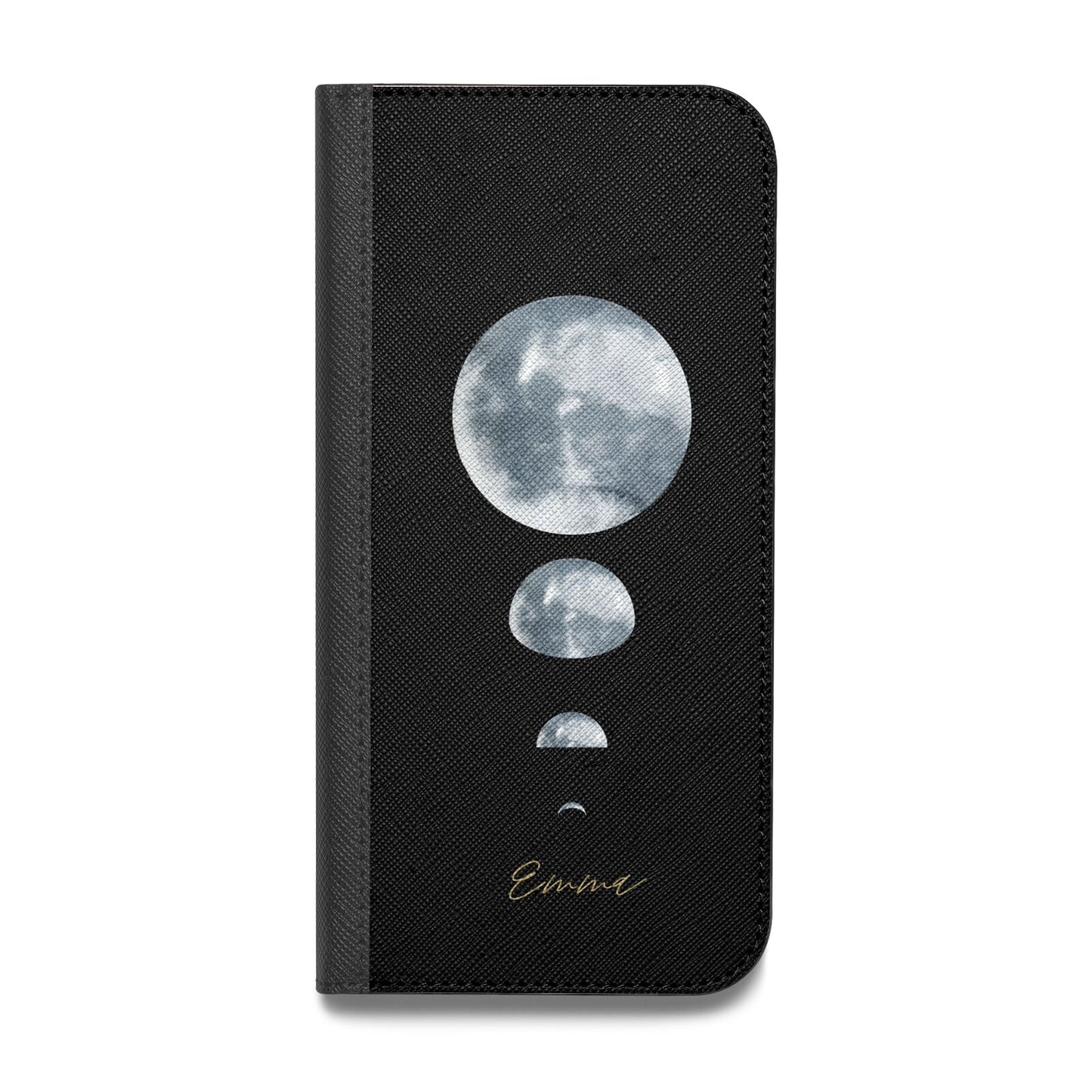 Personalised Moon Phases Vegan Leather Flip iPhone Case