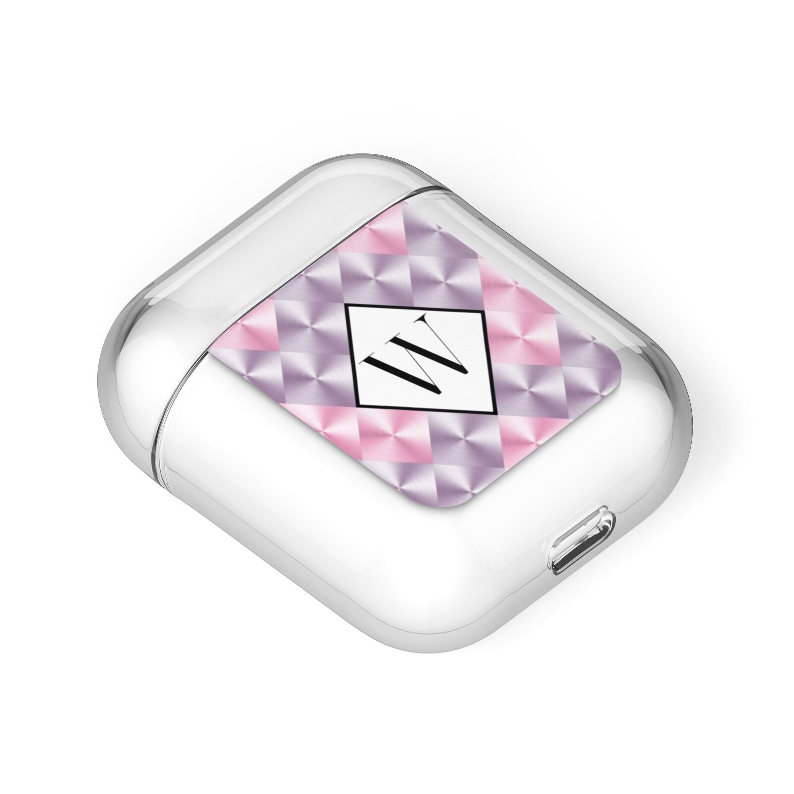 Personalised Mother Of Pearl Monogram Letter AirPods Case Laid Flat