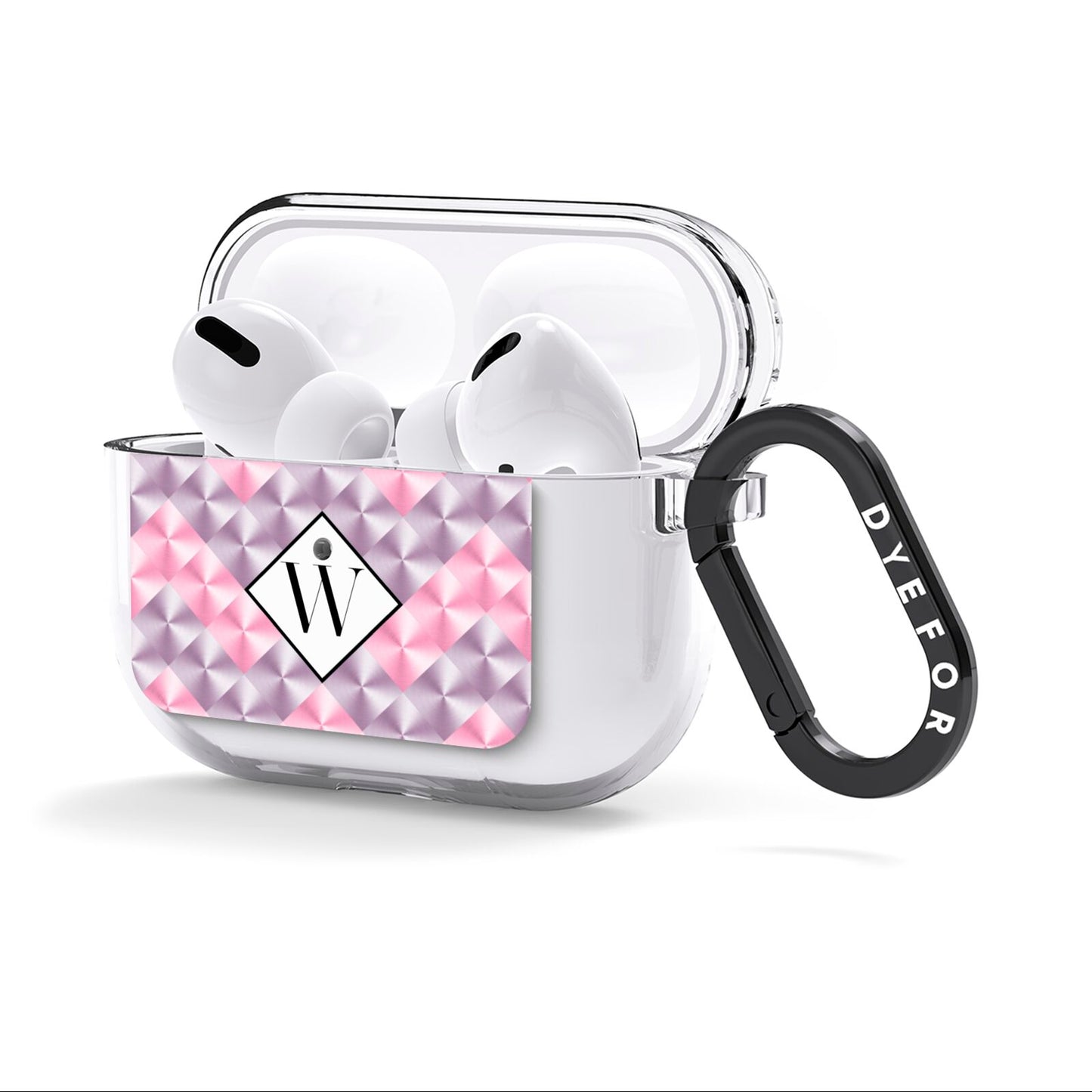 Personalised Mother Of Pearl Monogram Letter AirPods Clear Case 3rd Gen Side Image