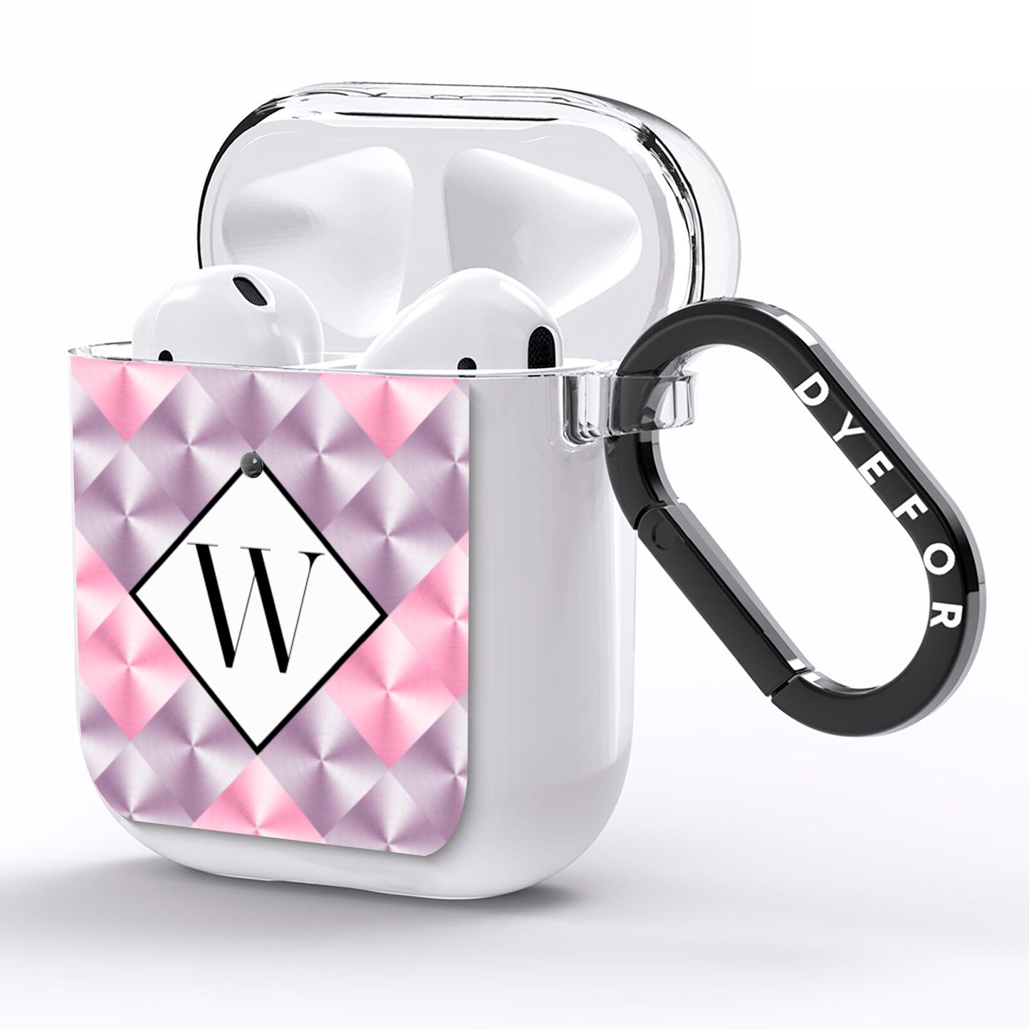 Personalised Mother Of Pearl Monogram Letter AirPods Clear Case Side Image