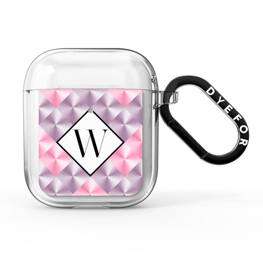 Personalised Mother Of Pearl Monogram Letter AirPods Clear Case