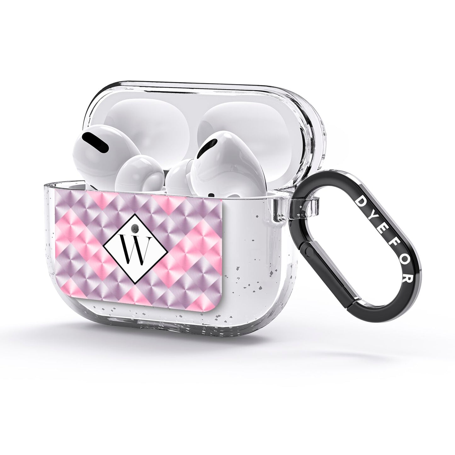 Personalised Mother Of Pearl Monogram Letter AirPods Glitter Case 3rd Gen Side Image