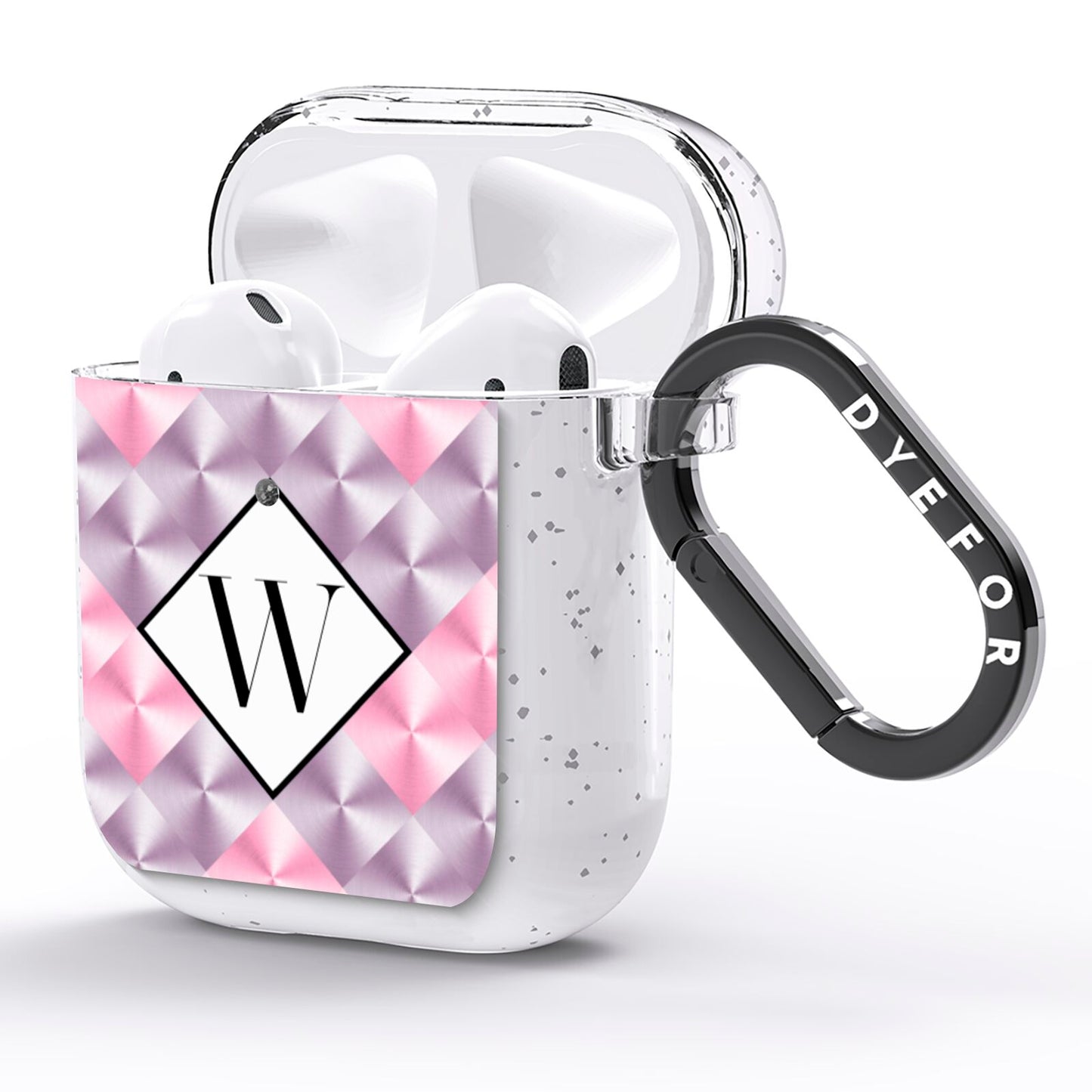 Personalised Mother Of Pearl Monogram Letter AirPods Glitter Case Side Image