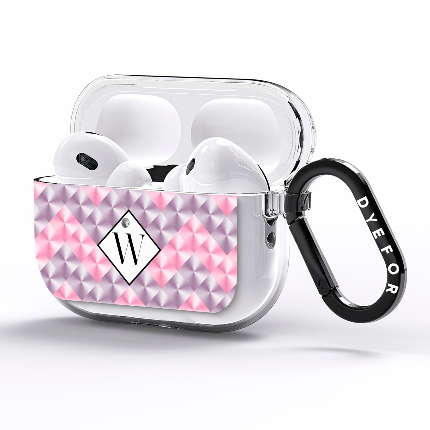 Personalised Mother Of Pearl Monogram Letter AirPods Pro Clear Case Side Image