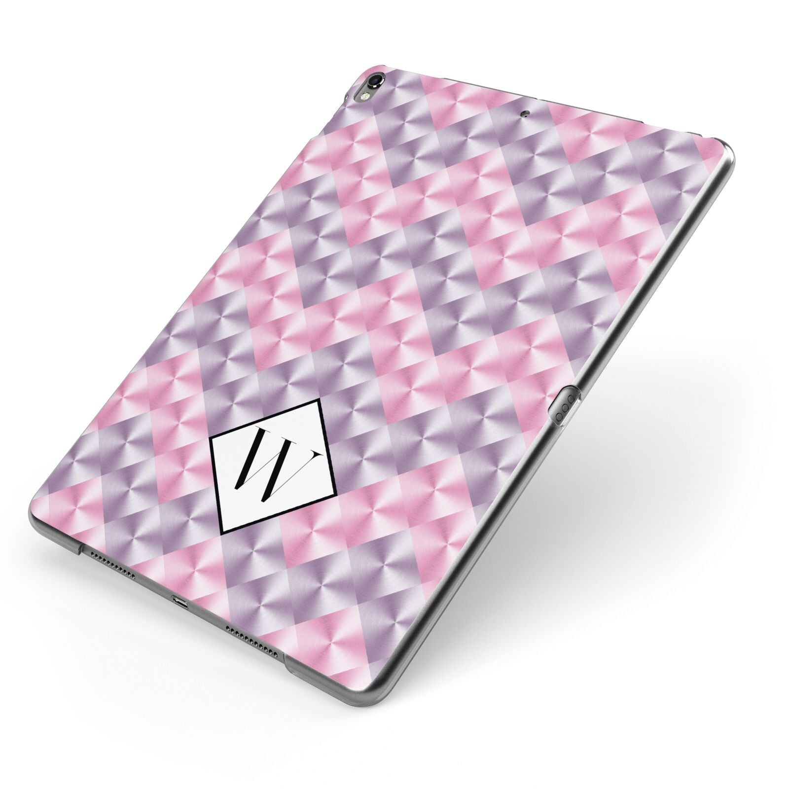 Personalised Mother Of Pearl Monogram Letter Apple iPad Case on Grey iPad Side View