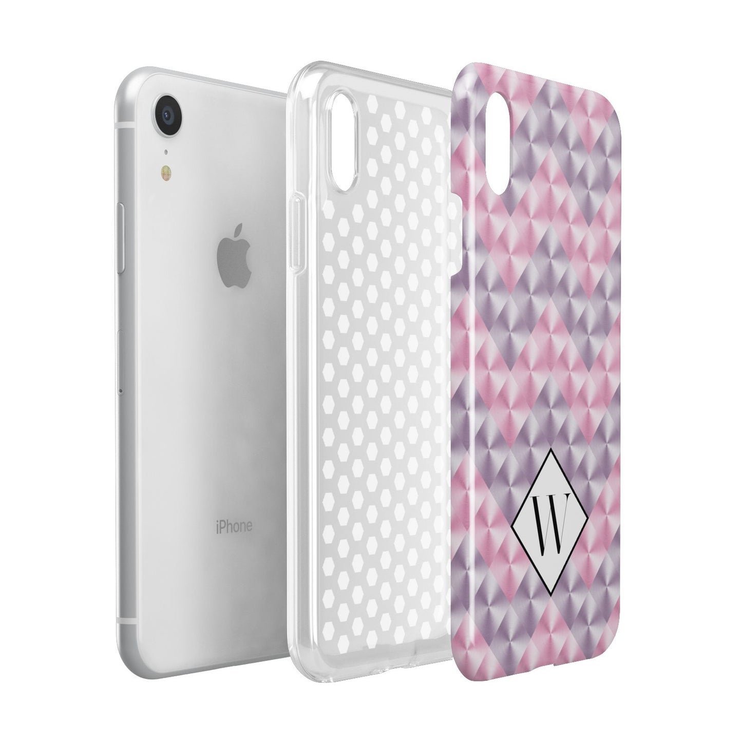 Personalised Mother Of Pearl Monogram Letter Apple iPhone XR White 3D Tough Case Expanded view