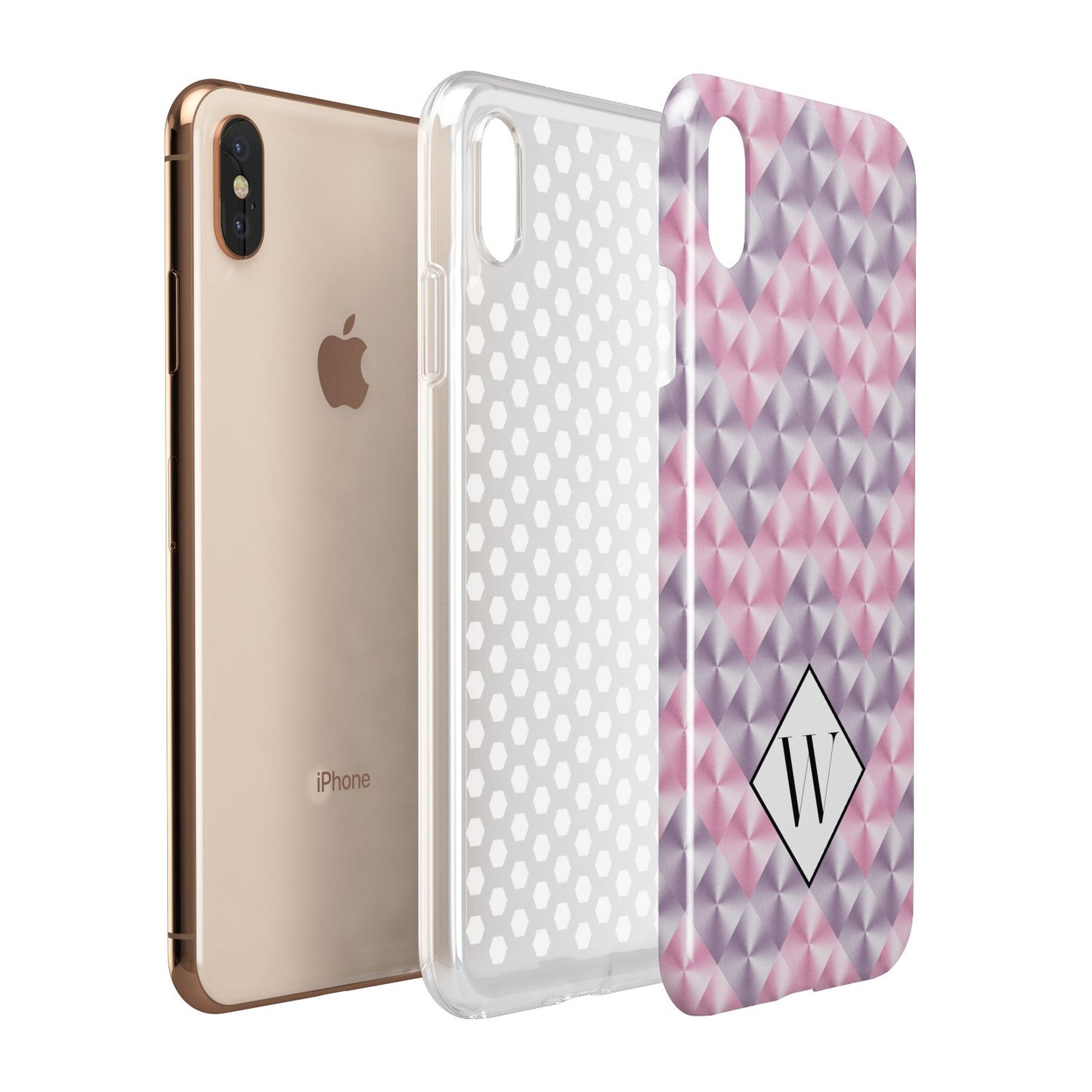 Personalised Mother Of Pearl Monogram Letter Apple iPhone Xs Max 3D Tough Case Expanded View