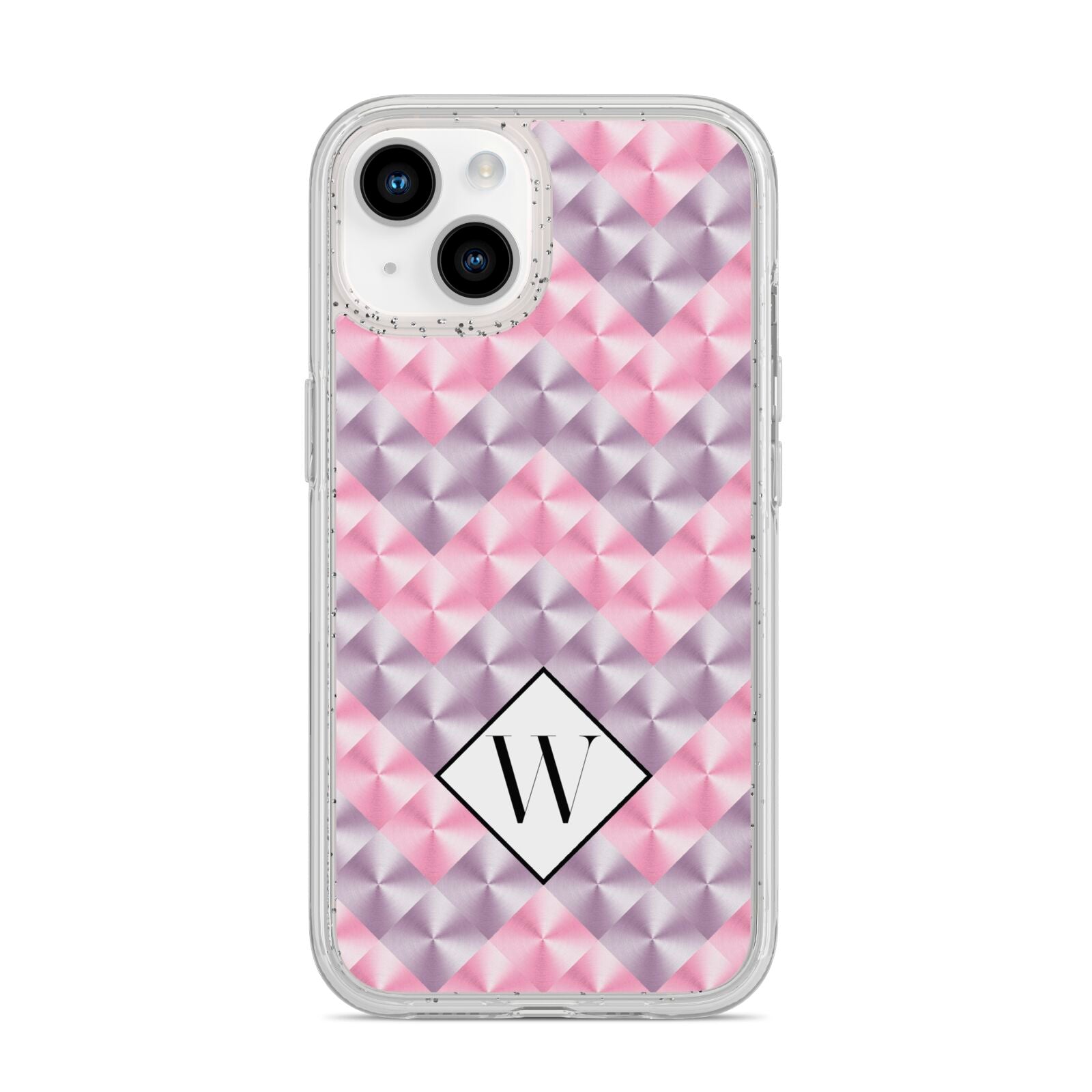 Personalised Mother Of Pearl Monogram Letter iPhone 14 Glitter Tough Case Starlight