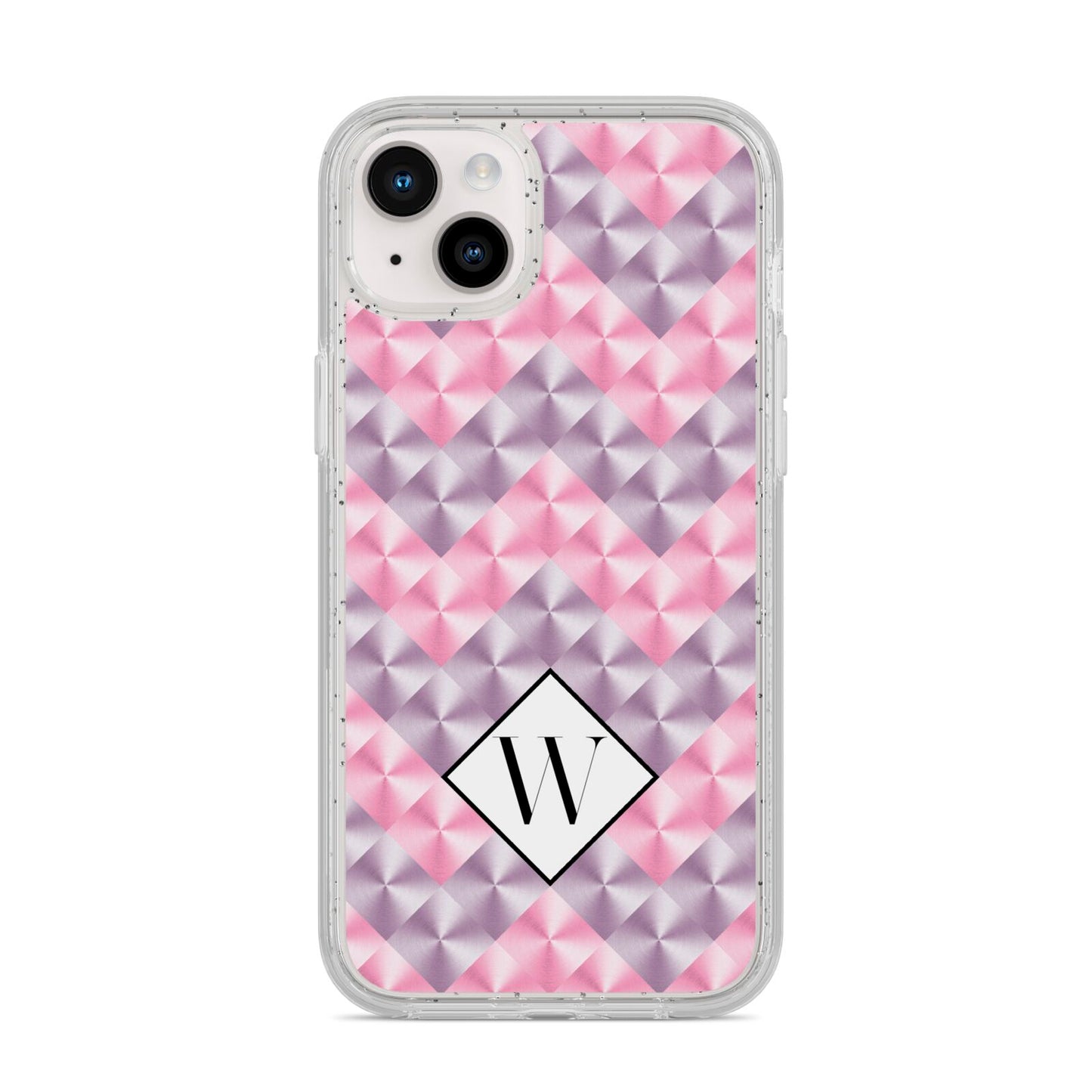 Personalised Mother Of Pearl Monogram Letter iPhone 14 Plus Glitter Tough Case Starlight