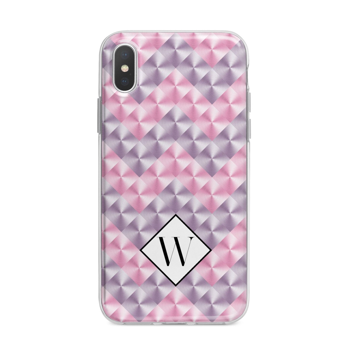 Personalised Mother Of Pearl Monogram Letter iPhone X Bumper Case on Silver iPhone Alternative Image 1