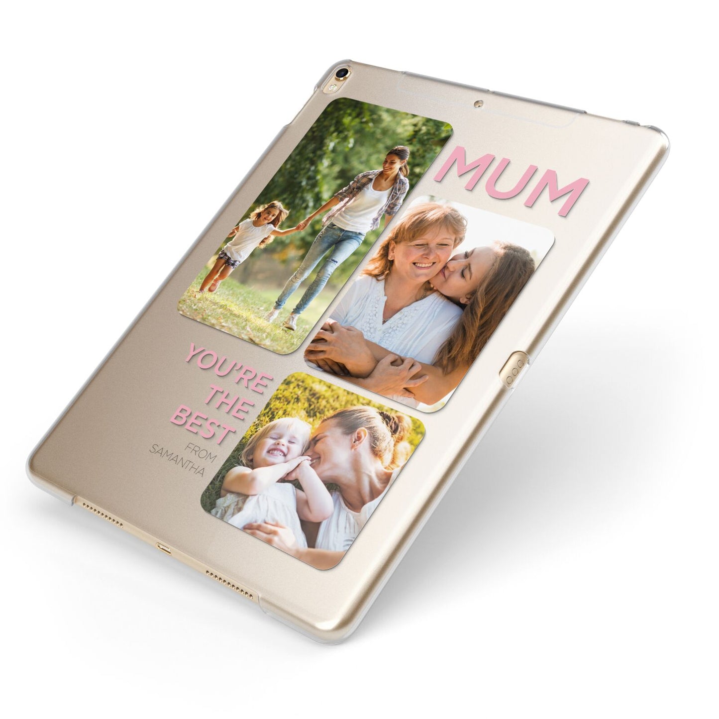 Personalised Mothers Day Apple iPad Case on Gold iPad Side View