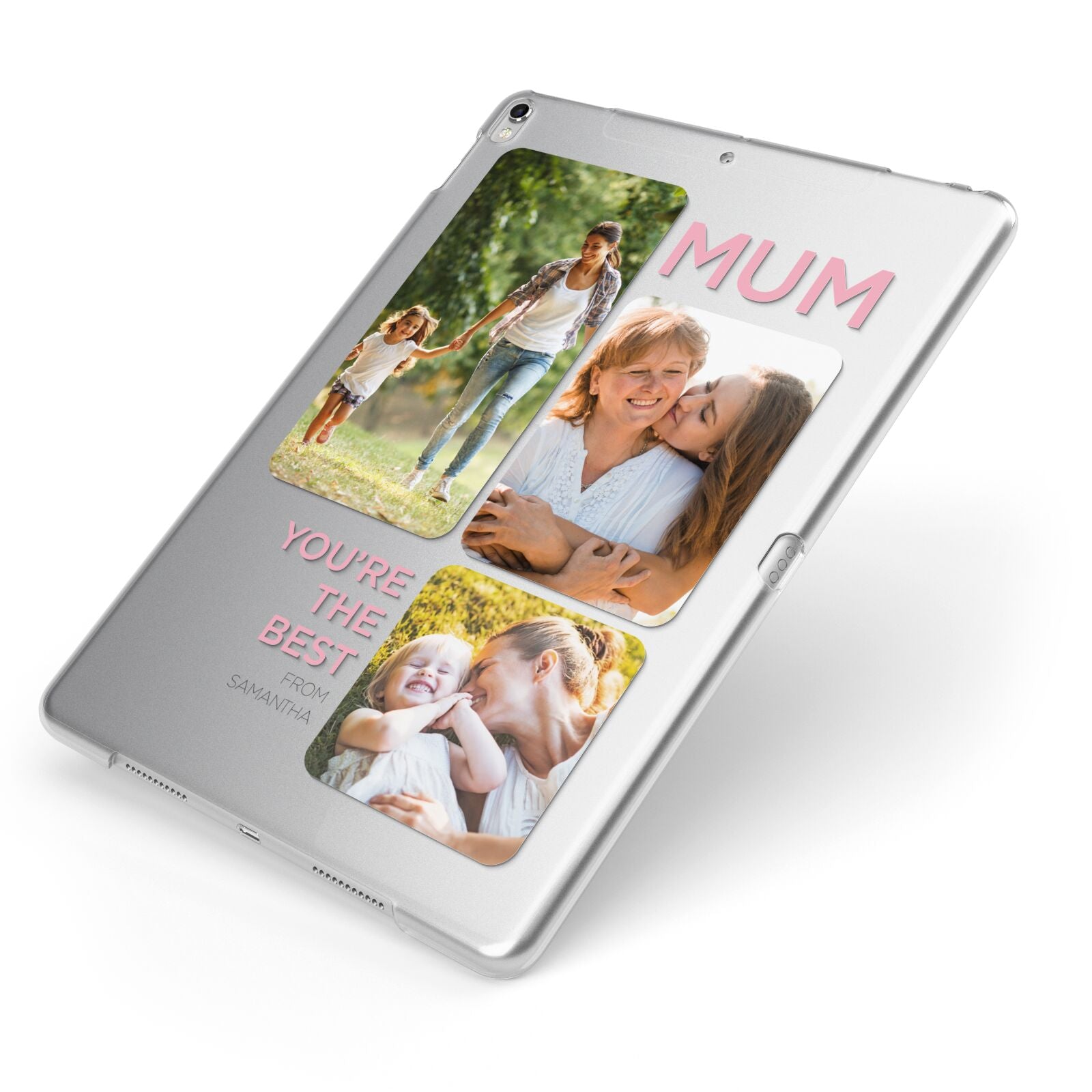 Personalised Mothers Day Apple iPad Case on Silver iPad Side View