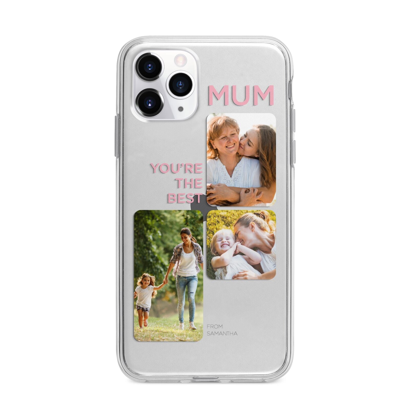 Personalised Mothers Day Apple iPhone 11 Pro Max in Silver with Bumper Case