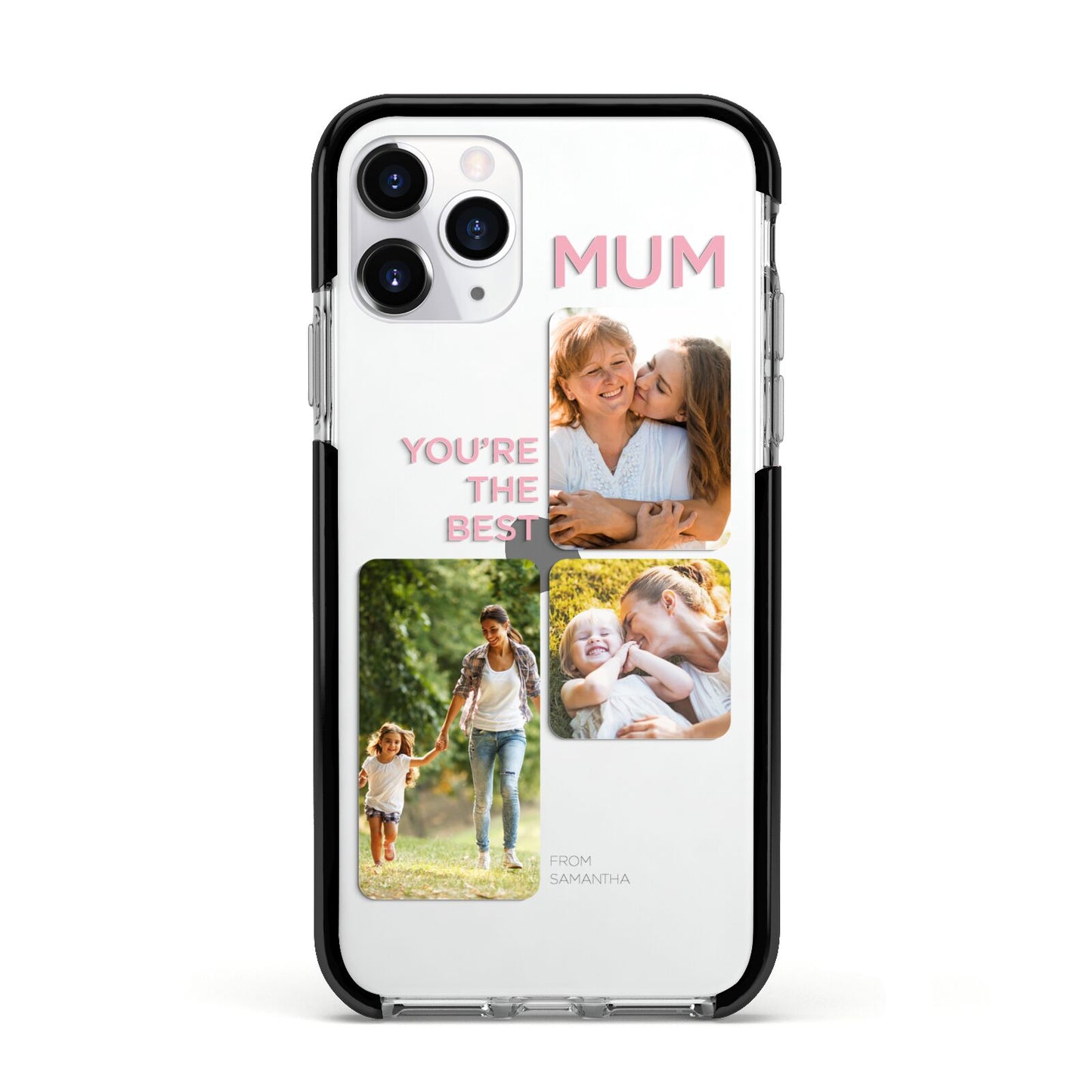 Personalised Mothers Day Apple iPhone 11 Pro in Silver with Black Impact Case