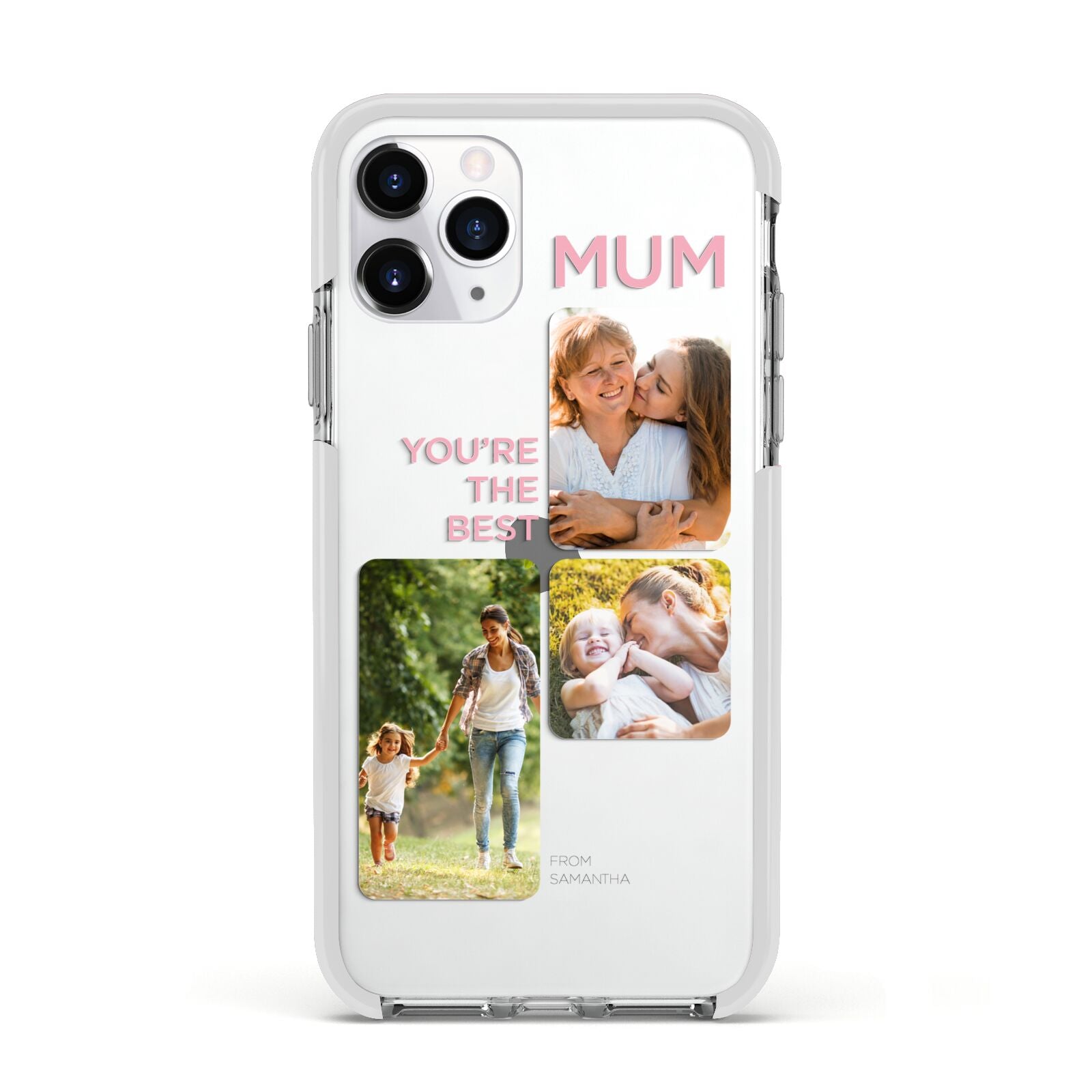 Personalised Mothers Day Apple iPhone 11 Pro in Silver with White Impact Case