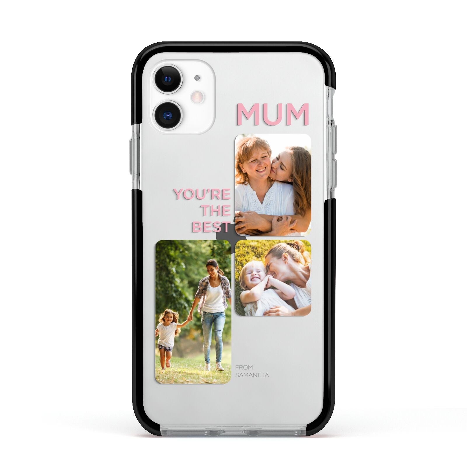 Personalised Mothers Day Apple iPhone 11 in White with Black Impact Case