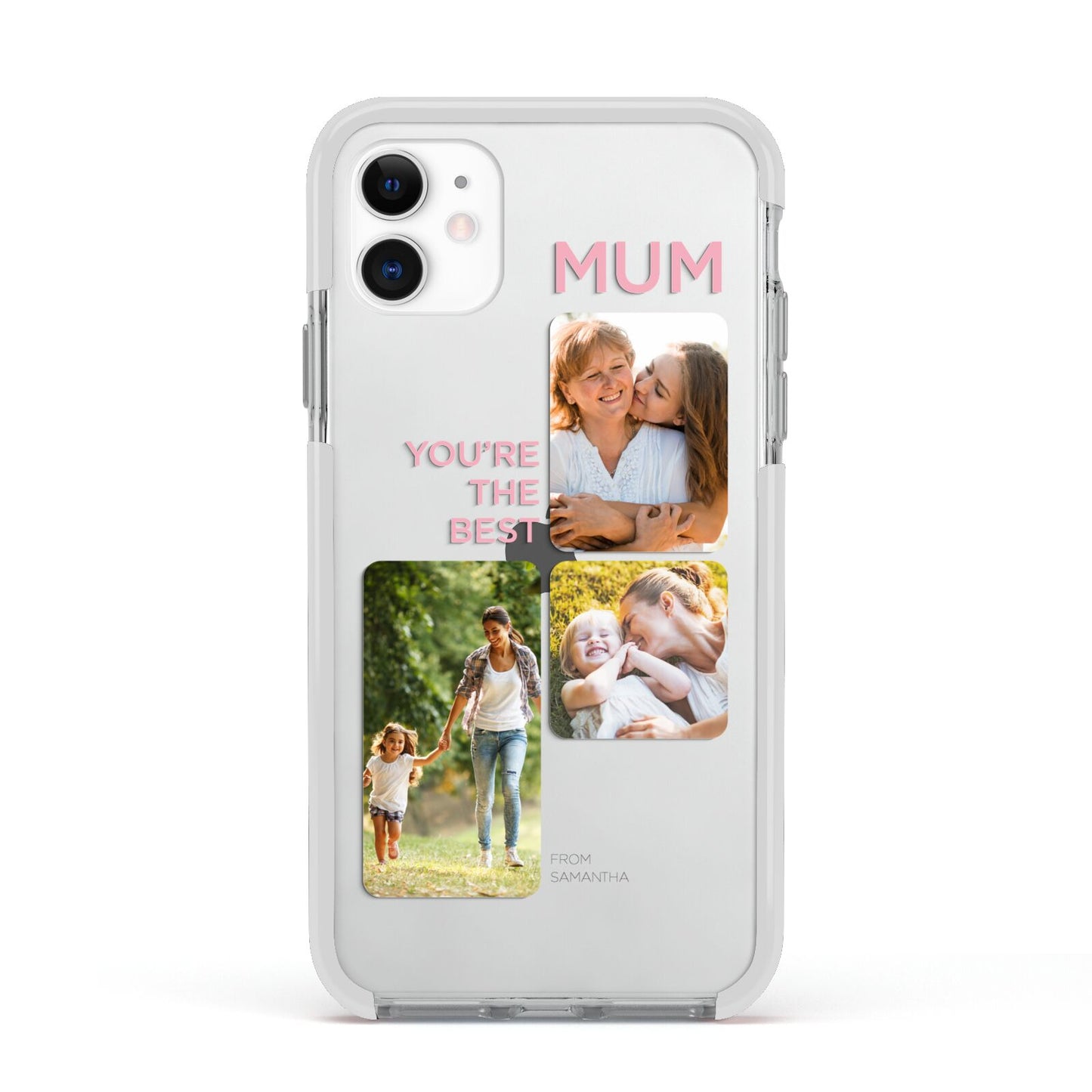 Personalised Mothers Day Apple iPhone 11 in White with White Impact Case