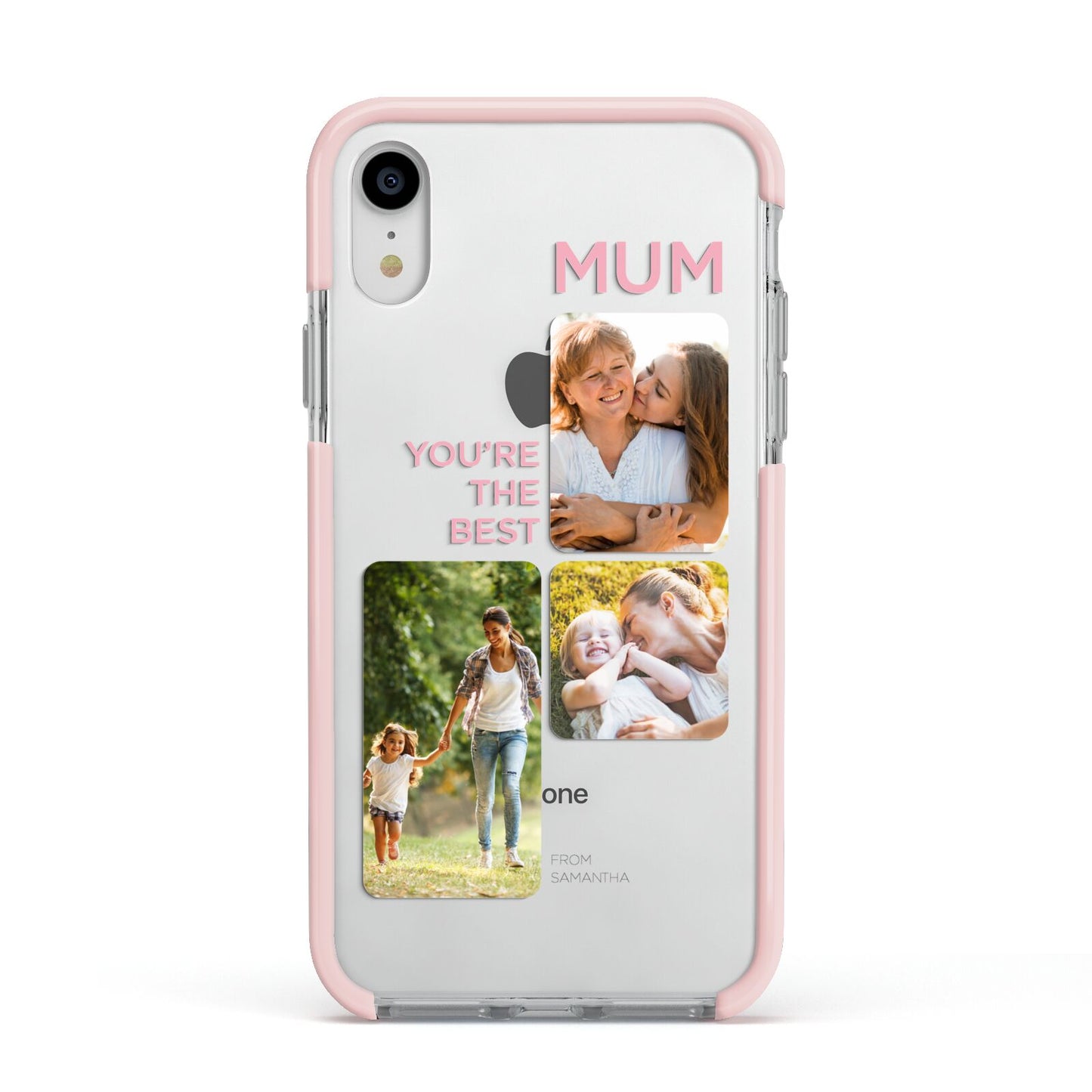 Personalised Mothers Day Apple iPhone XR Impact Case Pink Edge on Silver Phone