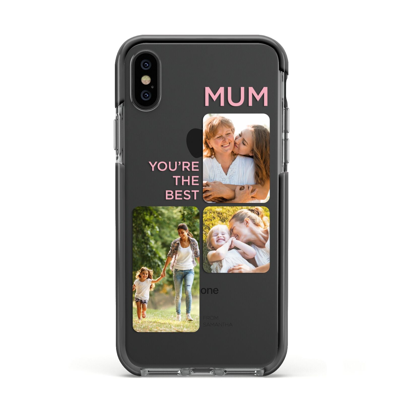 Personalised Mothers Day Apple iPhone Xs Impact Case Black Edge on Black Phone