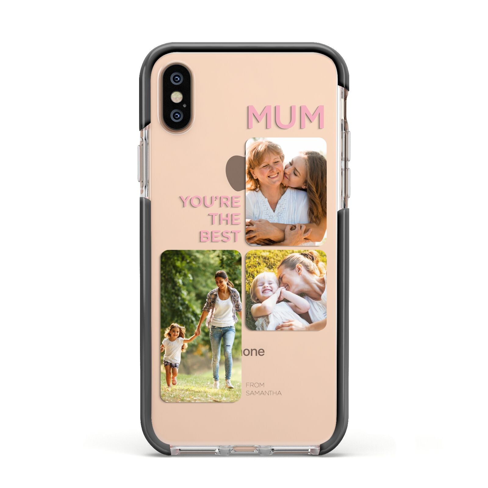 Personalised Mothers Day Apple iPhone Xs Impact Case Black Edge on Gold Phone