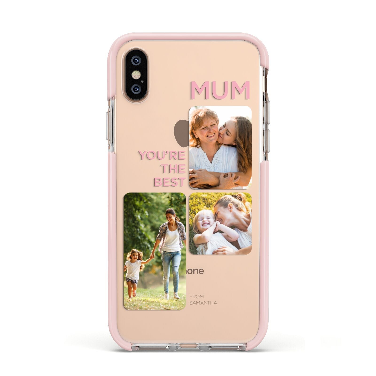 Personalised Mothers Day Apple iPhone Xs Impact Case Pink Edge on Gold Phone