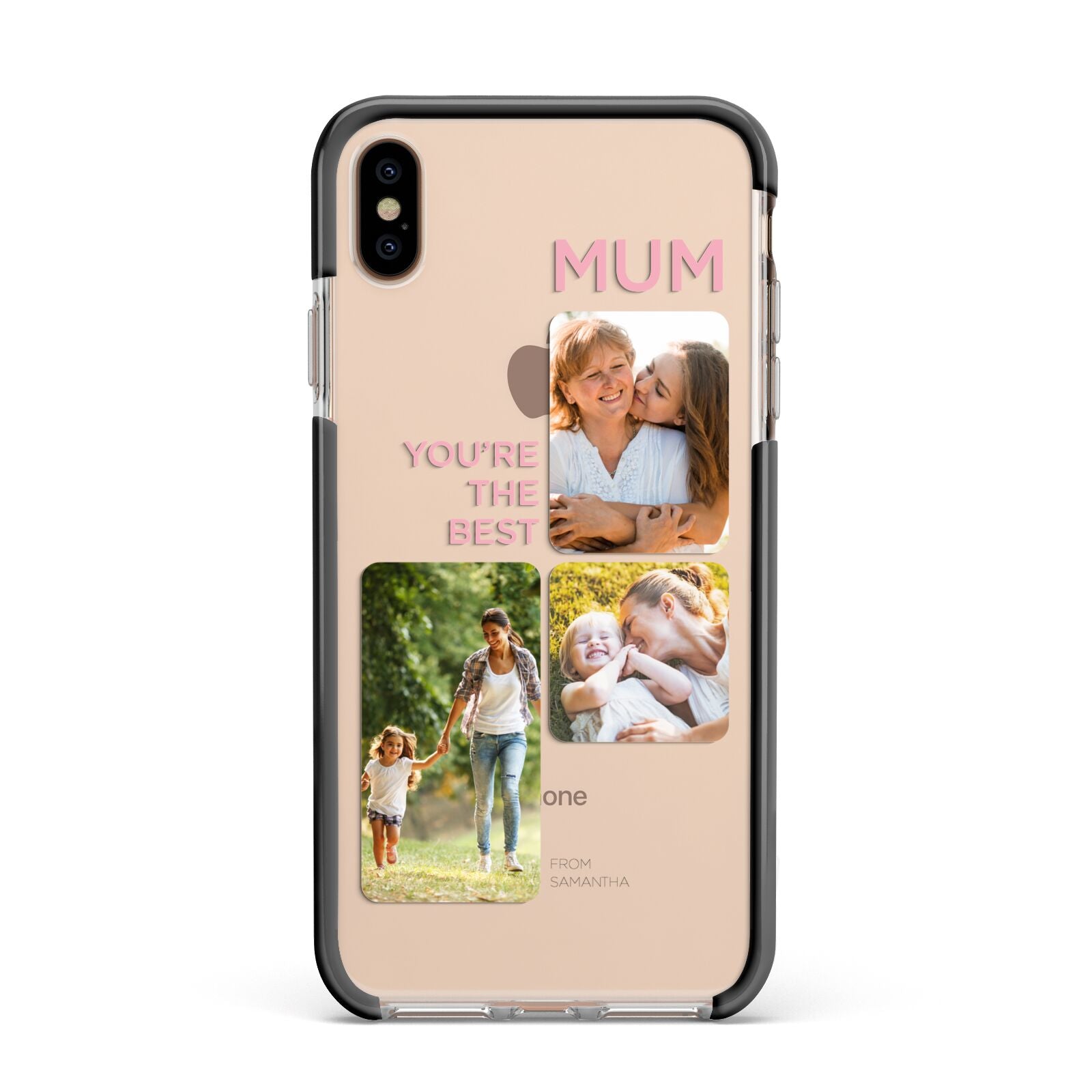 Personalised Mothers Day Apple iPhone Xs Max Impact Case Black Edge on Gold Phone